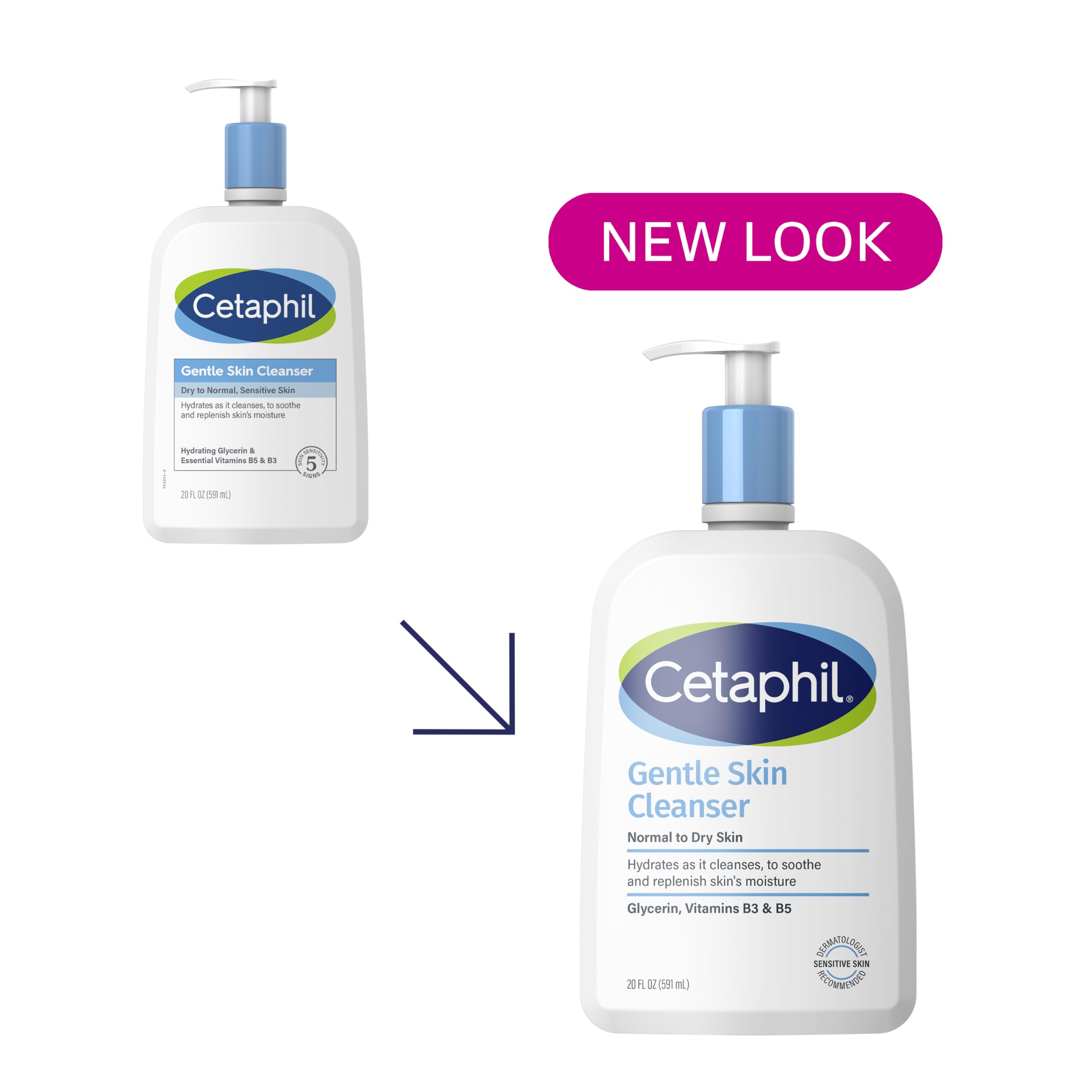 Face Wash By Cetaphil, Hydrating Gentle Skin Cleanser For Dry To Normal Sensitive Skin, New 20Oz, Fragrance Free, Soap Free And