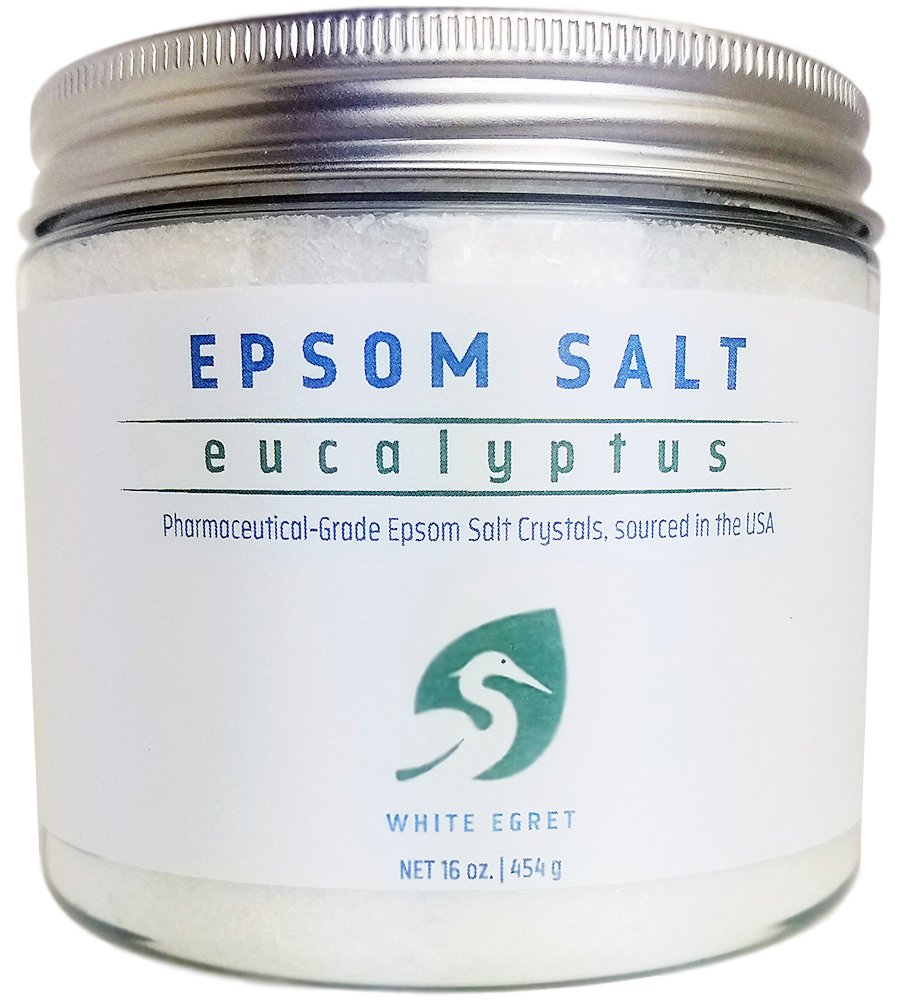 White Egret Pharmaceutical Grade Bath Epsom Salt, Eucalyptus, 16 Ounce