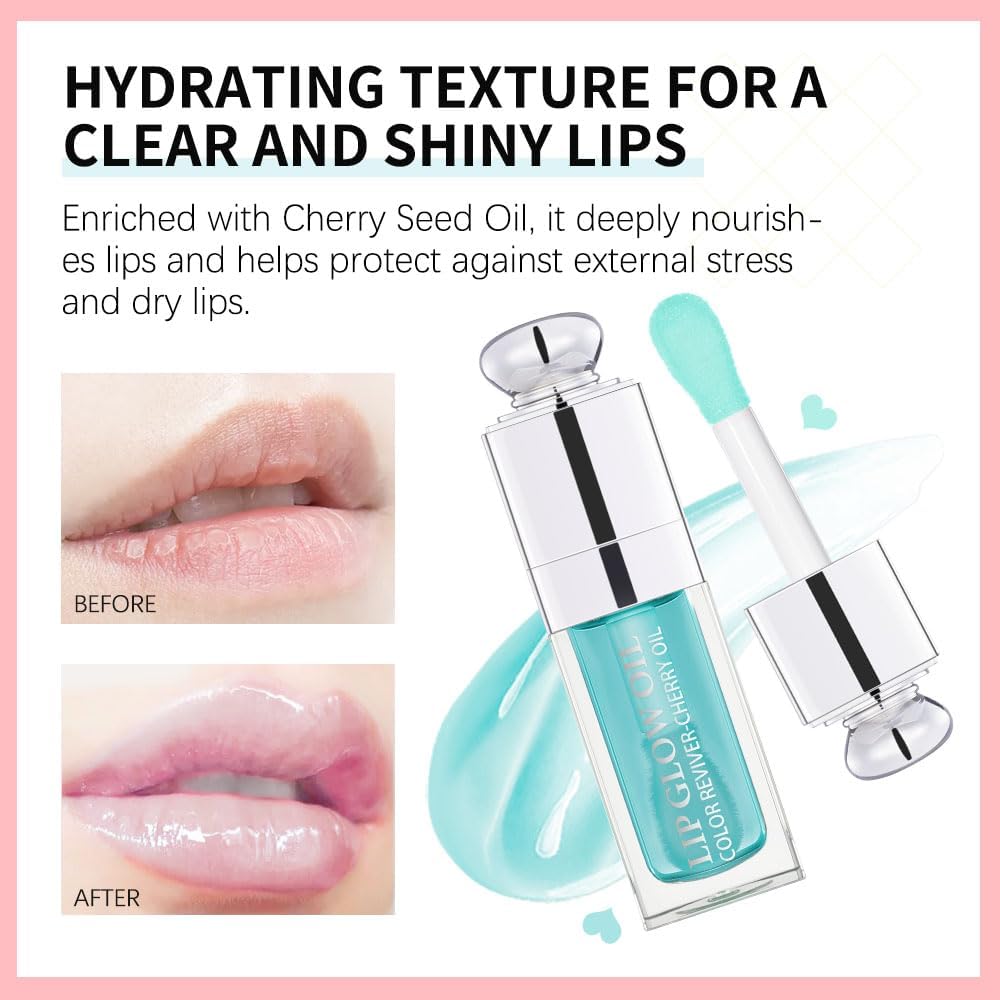Unyoke Hydrating Lip Glow Oil-Lip Care Oil- Lip Oil Tinted For Lip Care And Dry Lips-Prevents Dry Cracked-Non-Sticky Big Brush H