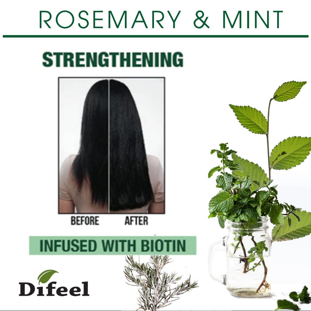 Difeel Rosemary And Mint Premium Hair Oil With Biotin 7.1 Oz. (Pack Of 2) - Made With Natural Mint & Rosemary Oil For Hair Growt