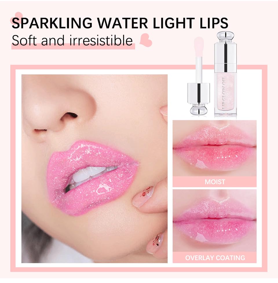 Unyoke Hydrating Lip Glow Oil-Lip Care Oil- Lip Oil Tinted For Lip Care And Dry Lips-Prevents Dry Cracked-Non-Sticky Big Brush H