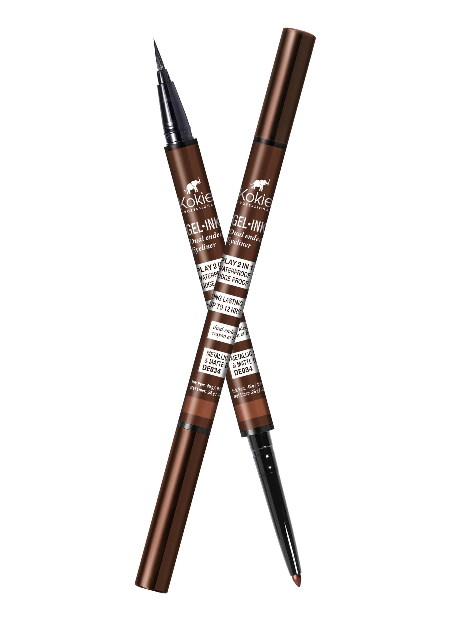 Kokie Gel Ink Dual Ended Eyeliner (Matallic Copper/Matte Brown)
