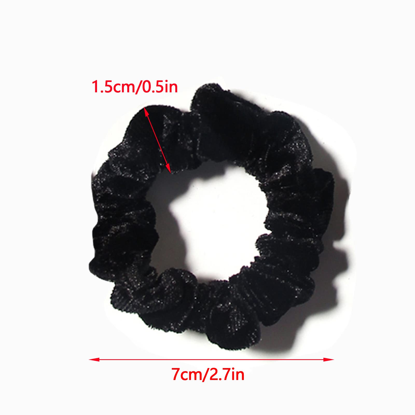 Pack Of 10 Small Velvet Scrunchies For Women Hair Accessories, Mini Thin Elastic Hair Ties (Black)