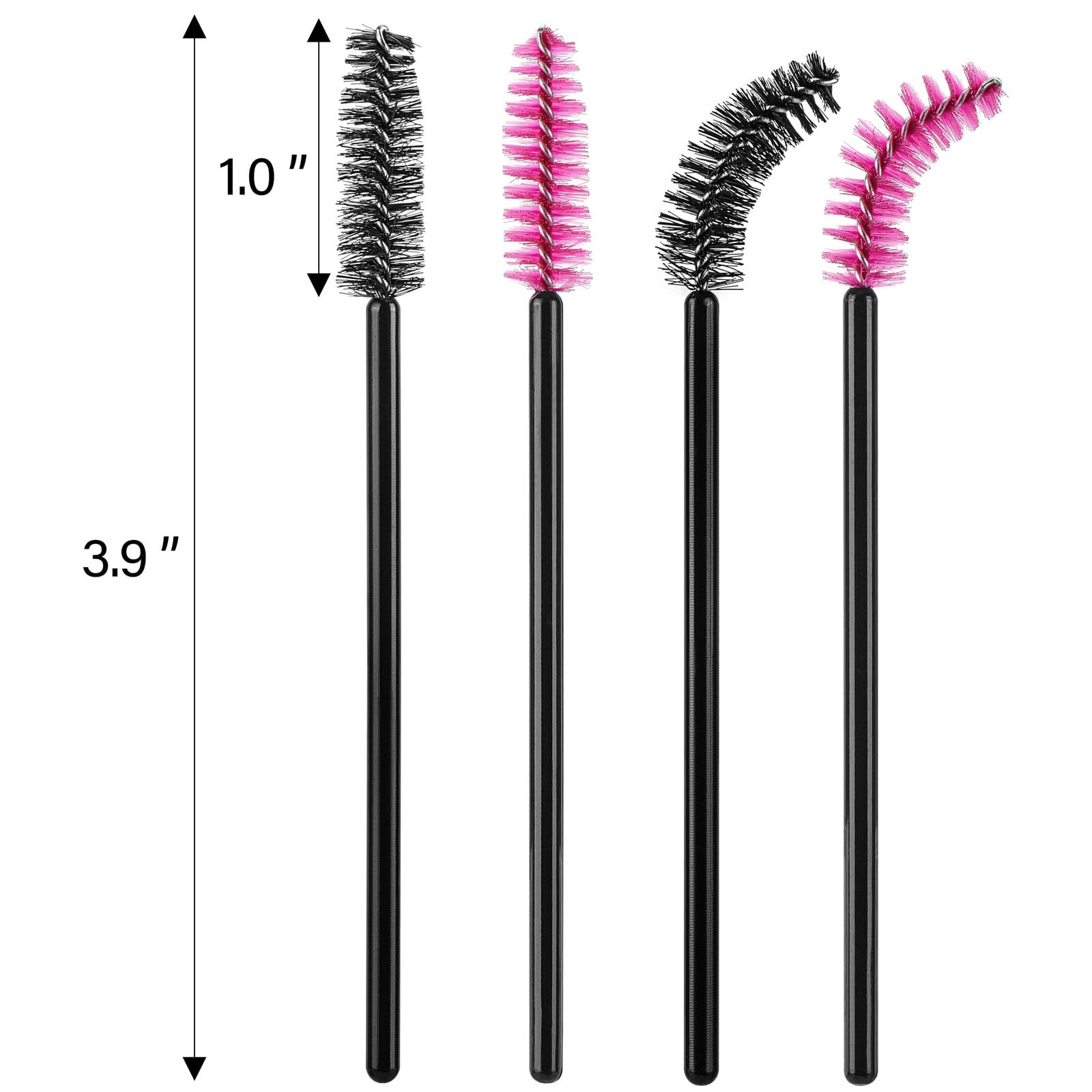 1000 Disposable Mascara Wands Eyelash Brushes Spoolies For Eyebrow Eye Lash Extension Black And Rose Red