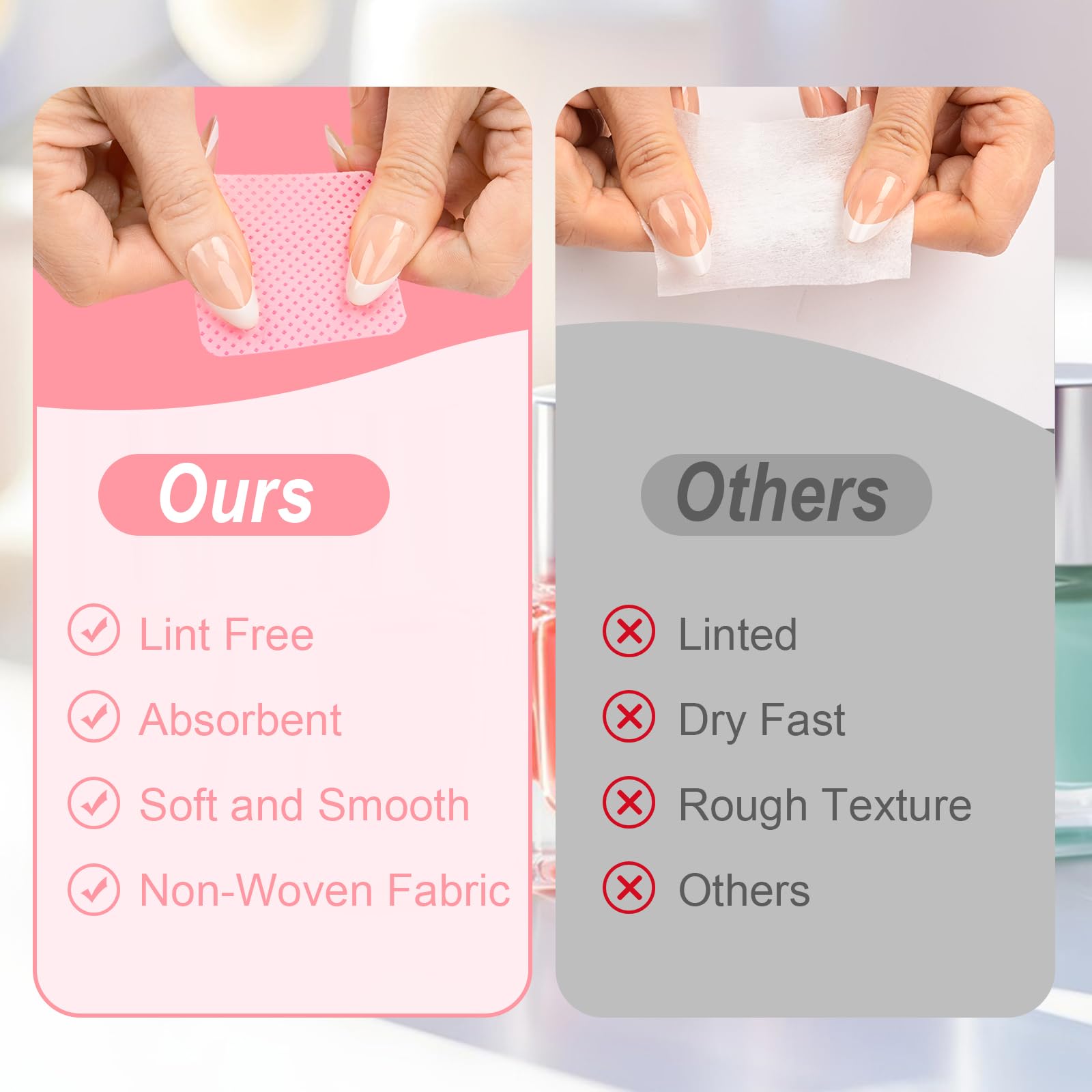 Lint Free Nail Wipes, 540Pcs Nail Supplies Nail Polish Remover Wipes, Super Absorbent Soft Nail Wipes For Fingernail Polish Remo
