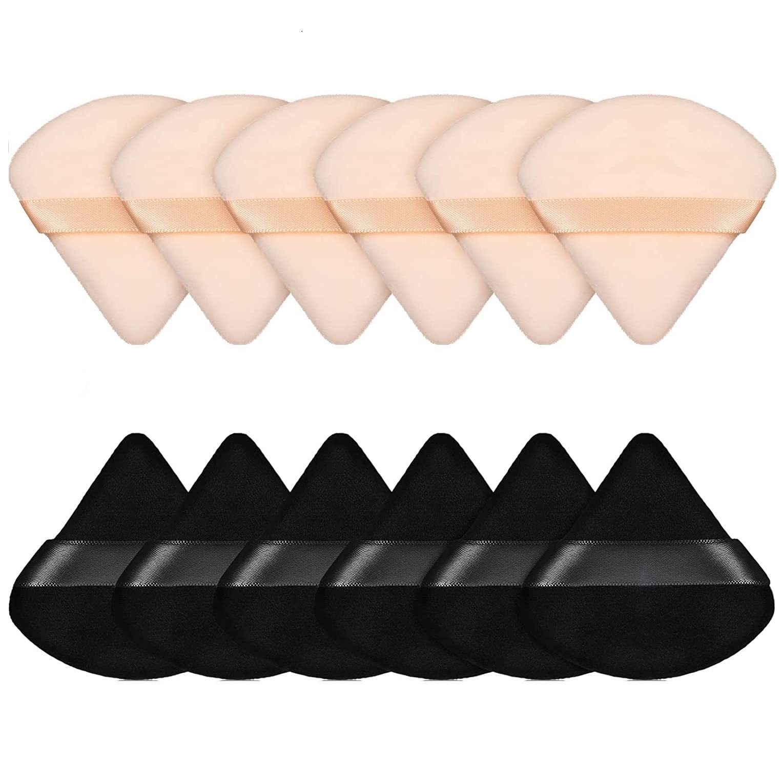 Pimoys 12 Pieces Powder Puff Face Triangle Powder Puffs for Loose Powder Setting Powder Cosmetic Foundation Makeup Blender Spong