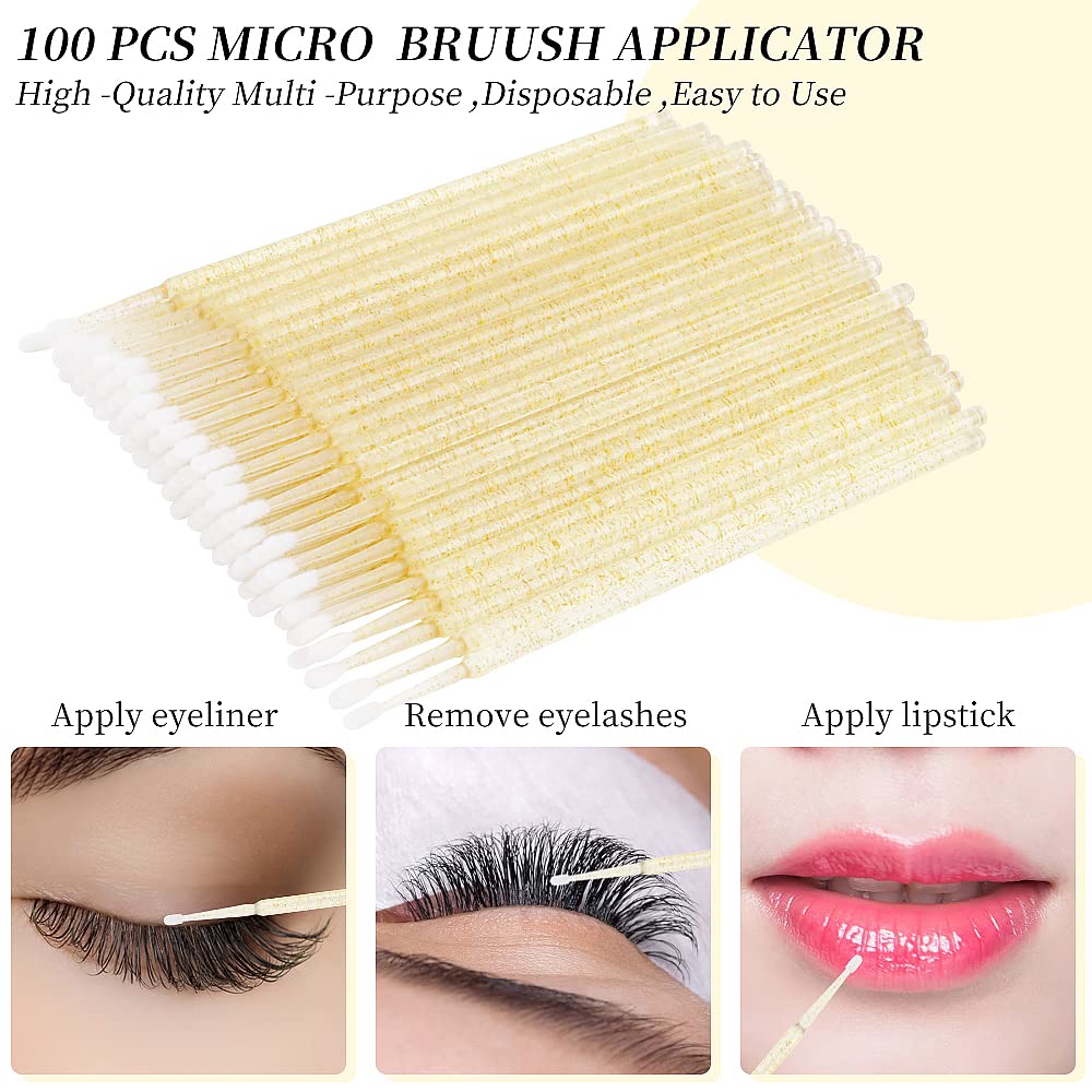 300 Pcs/Sets Eyelash Extension Supplies Disposable Micro Swab Brush Match Eyebrow Spoolie Lip Brush Mascara Wand Applicator Masc