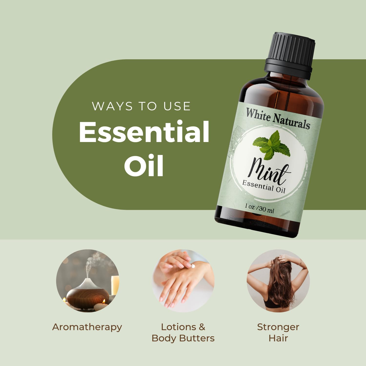 Organic Mint Essential Oil, Refreshes & Energizes The Spirit And Body, 100% Pure Natural Mint Oil For Diffuser, Aromatherapy, Ha