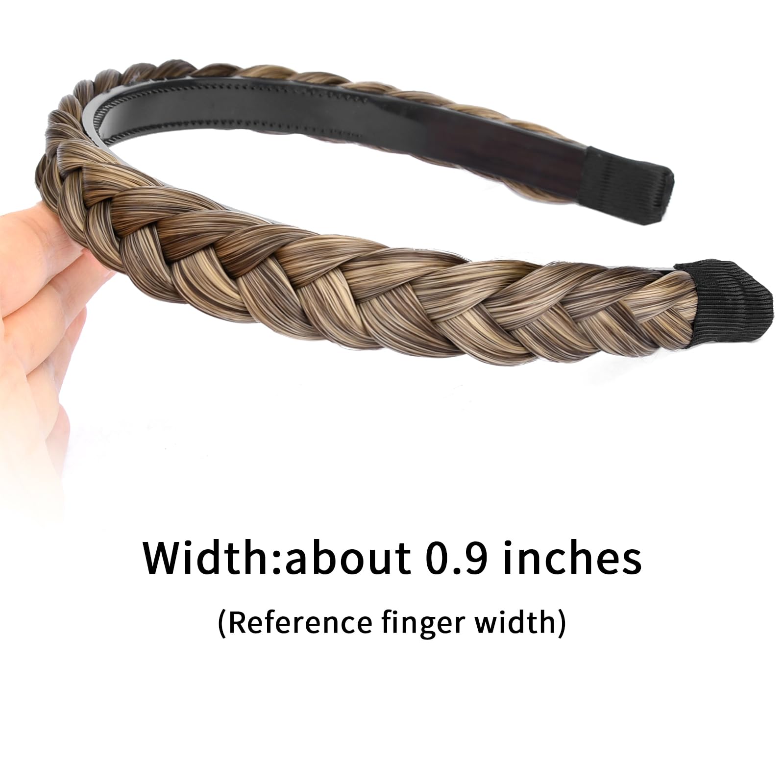 Gledola Braided Headband With Teeth Braids Hairband With Tooth Synthetic Hair Band Plaited Hairband For Women (Dark Ash Brown)