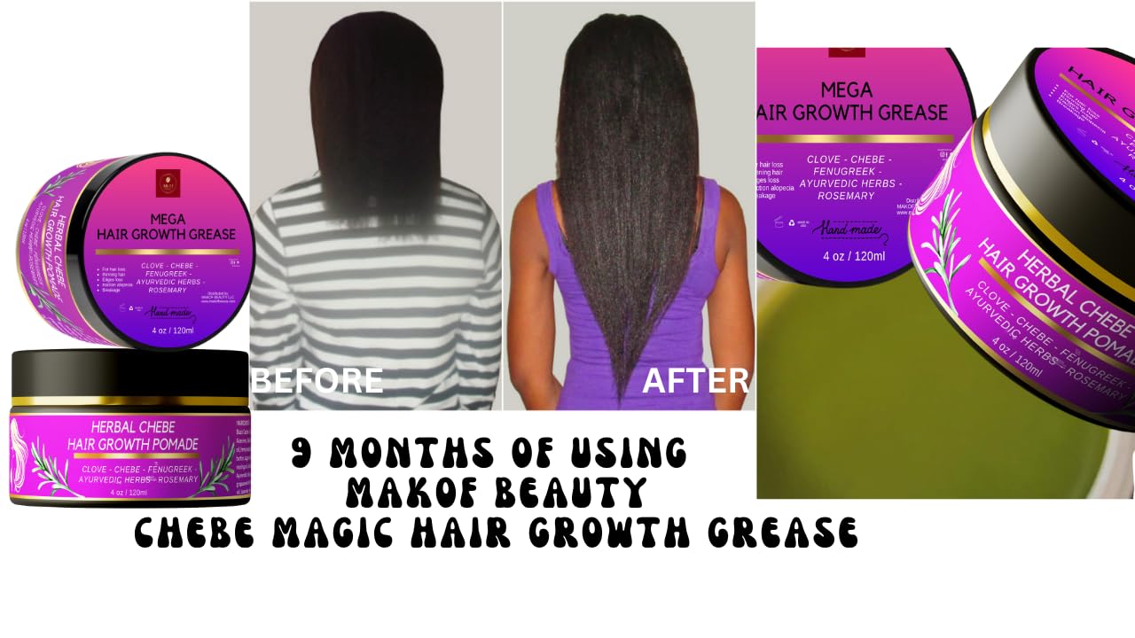 Chebe Magic Hair Growth Grease, With Organic Chebe From Chad, Rosemary, Moringa Leaf And Ayurvedic Herbs. Stimulate Scalp For Ra