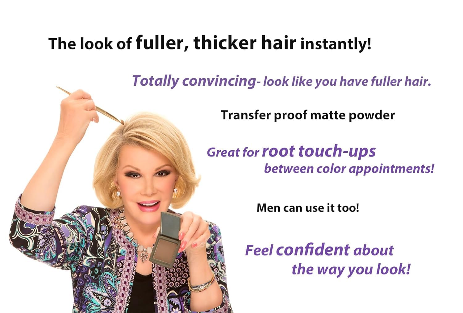Joan Rivers Great Hair Day Root Touch Up Powder Duo, Blonde - 2 Count Fill-in Powder for Thicker, Fuller Hair