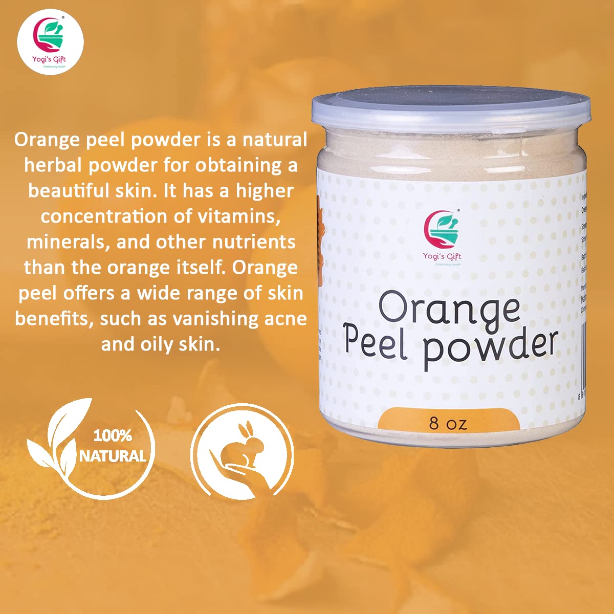 Orange Peel Powder 8 Oz (227 Grams) | 100% Natural Care For Acne, Tan & Blackheads | Effective Diy Face Mask Ingredient | Rich I