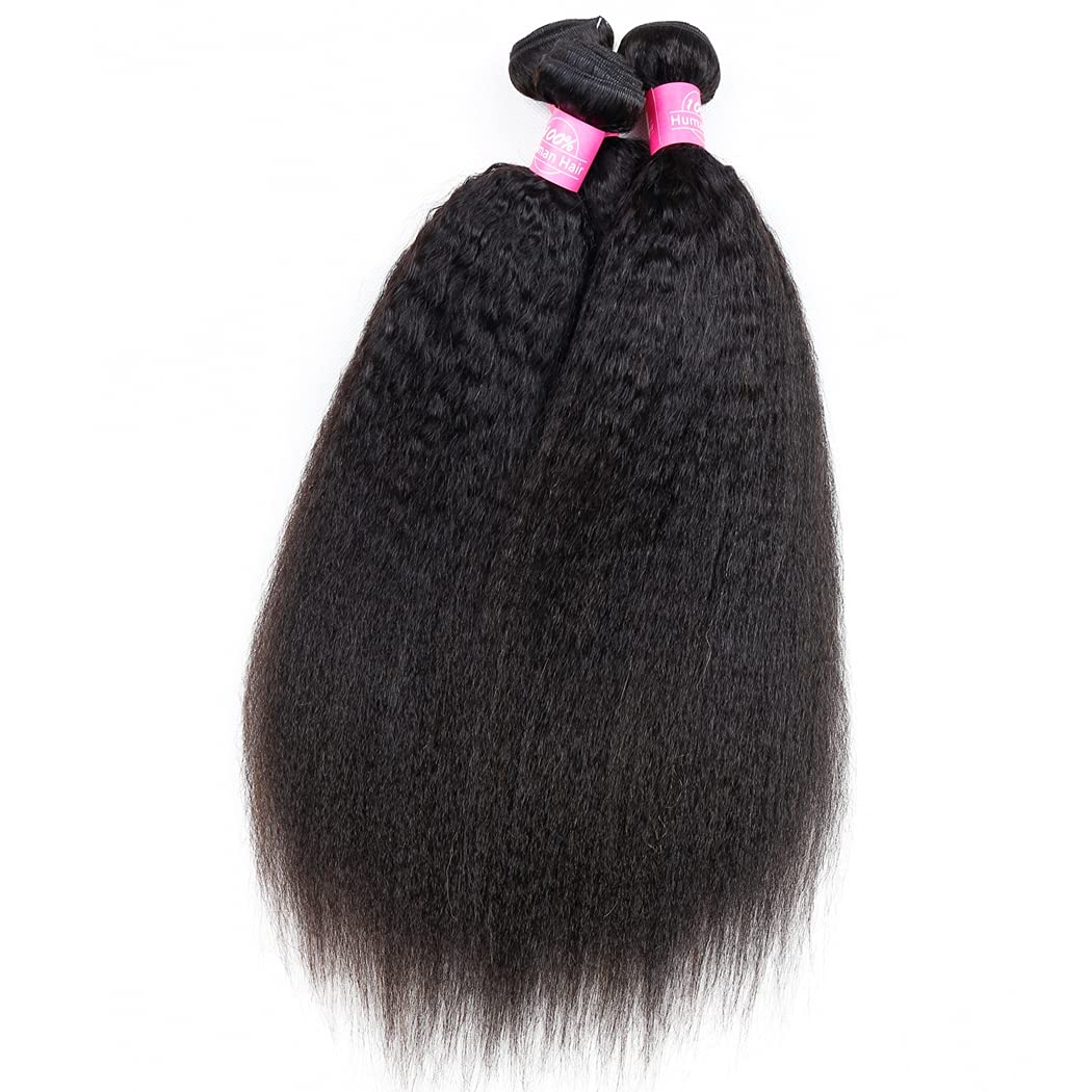 Odir Kinky Straight Human Hair Bundles 20 Inch Unprocessed 9A Brazilian Yaki Straight Virgin Hair 1 Bundle Kinky Straight Hair E