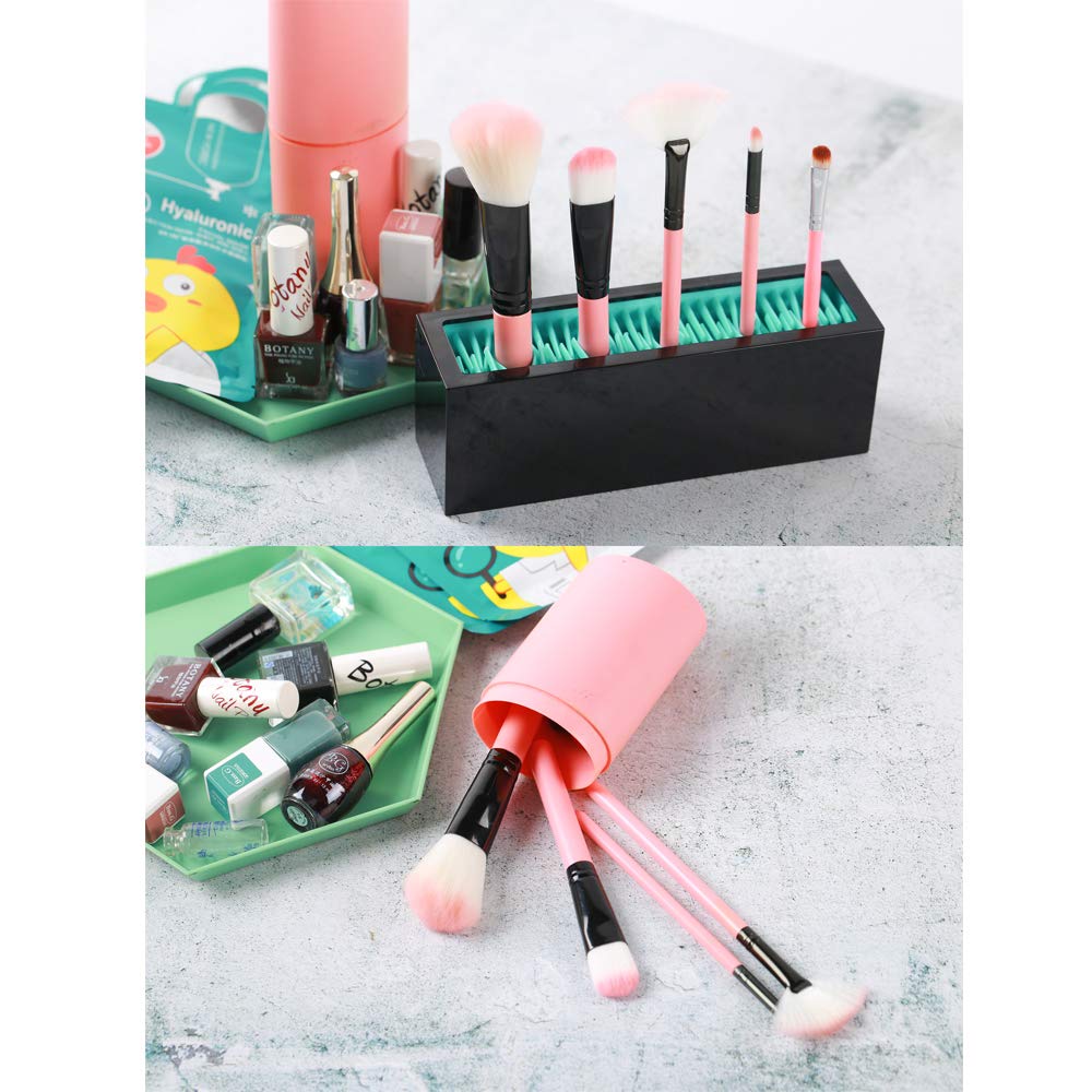 Jamend Clxp Makeup Brushes Holder Organizer, Silicone Vanity Air Drying Rack Display Storage For Brush, Eyeliners And More, Prac