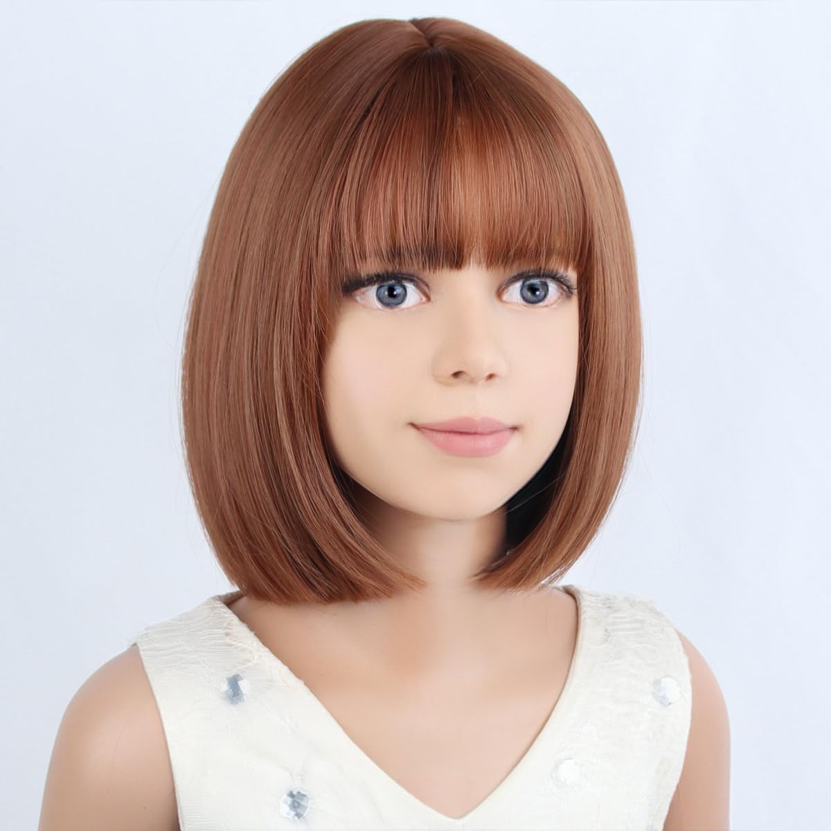 PATTNIUM Kids Dark Orange Wig Child Orange Bob Wig Short Dark Orange Bob Wig for Girls Cosplay Party Synthetic Rose Net Daily We