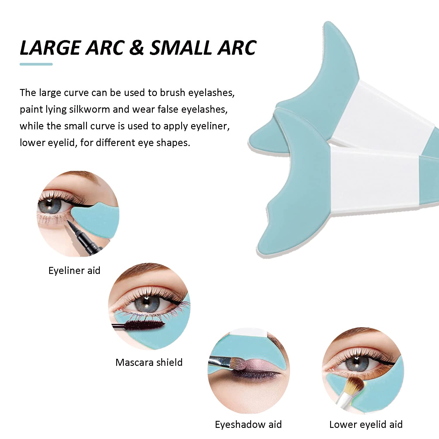 Deacocal Eyeliner Stencils 4Pcs Reusable Silicone Eyeliner Aid Mascara Shield Eyeliner Eyelash Eyeshadow Lipstick Applicator Gui