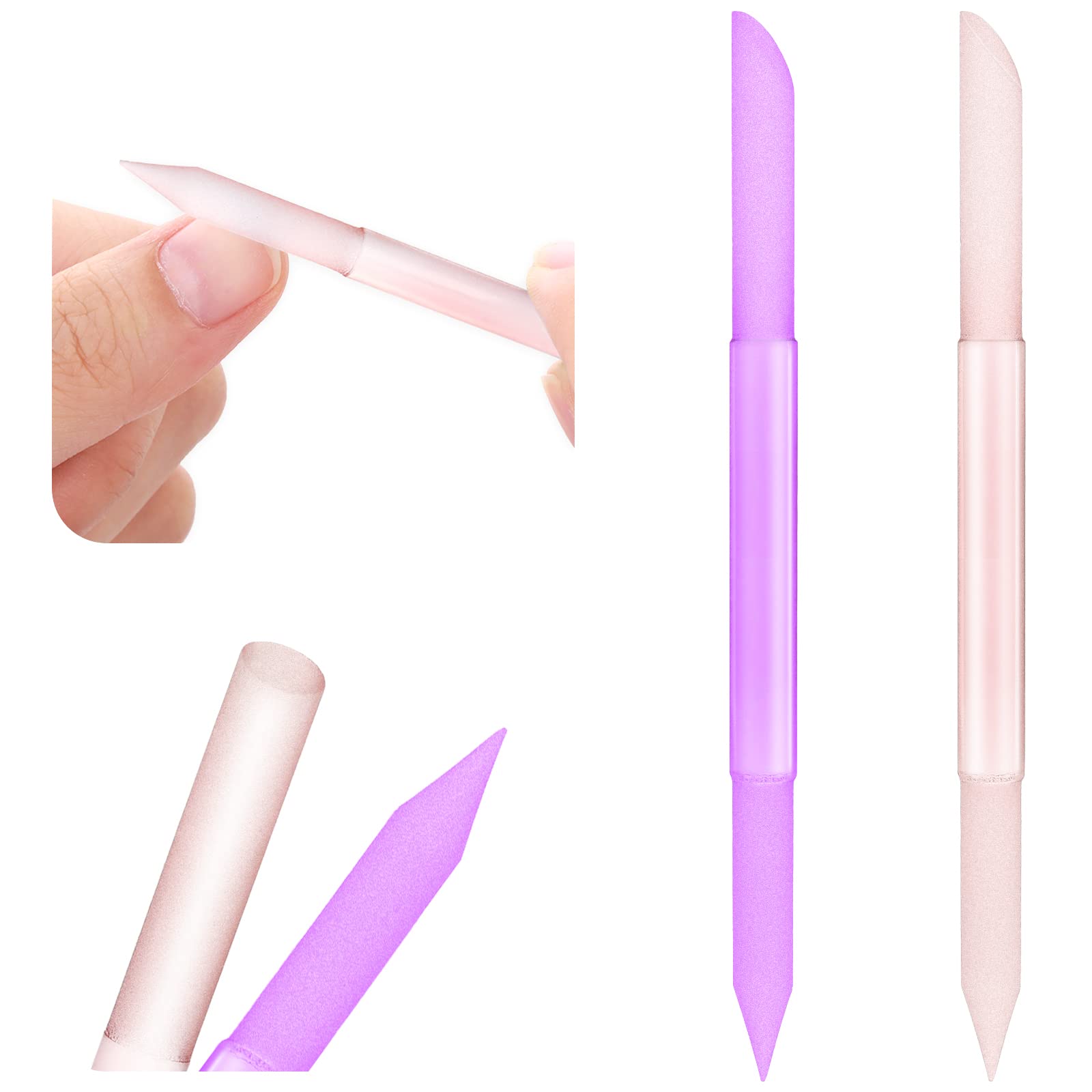 Sibba Glass Cuticle Pusher 2x Double Sided Nail File Manicure Stick Professional Precision Cuticle Crystal Gel Polish Remover Na