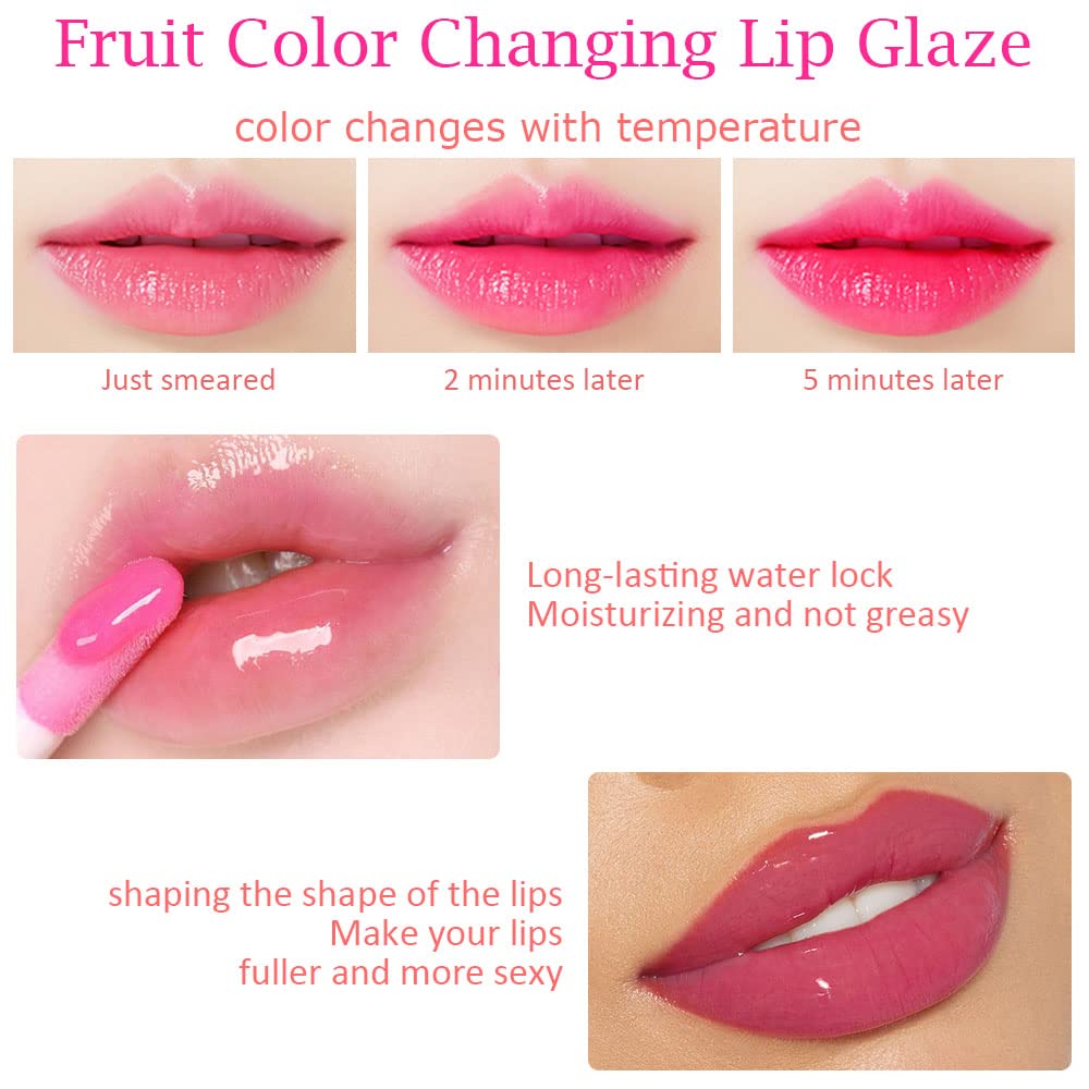 Evpct 6Pcs Mini Clear Color Change Changing Ph Tinted Lip Gloss Sets For Women, Lip Oil Gloss Balm Tint Stain Glaze Pack Hydrati