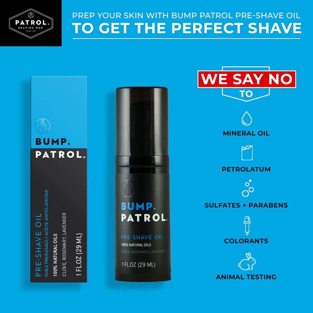 Bump Patrol Pre-Shave Oil For Men With Natural Essential Oils - Smooth Shave, Softer Skin - 1 Ounce - Pack Of 2