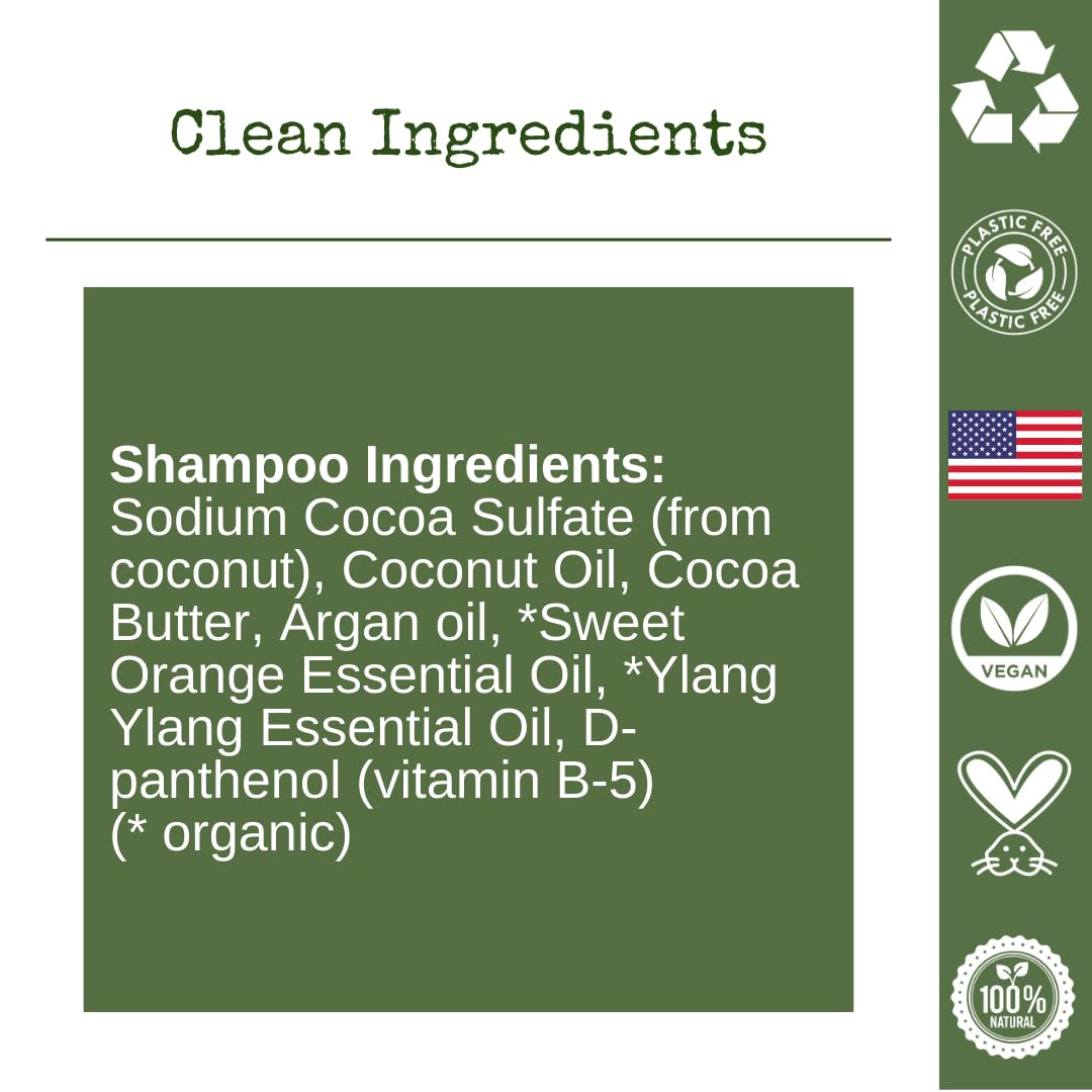 /Liv/ Nature Shampoo Bar | Volume And Moisture For Dry Hair | Sweet Orange, Ylang Ylang, Argan Oil | Travel Essential | Made In