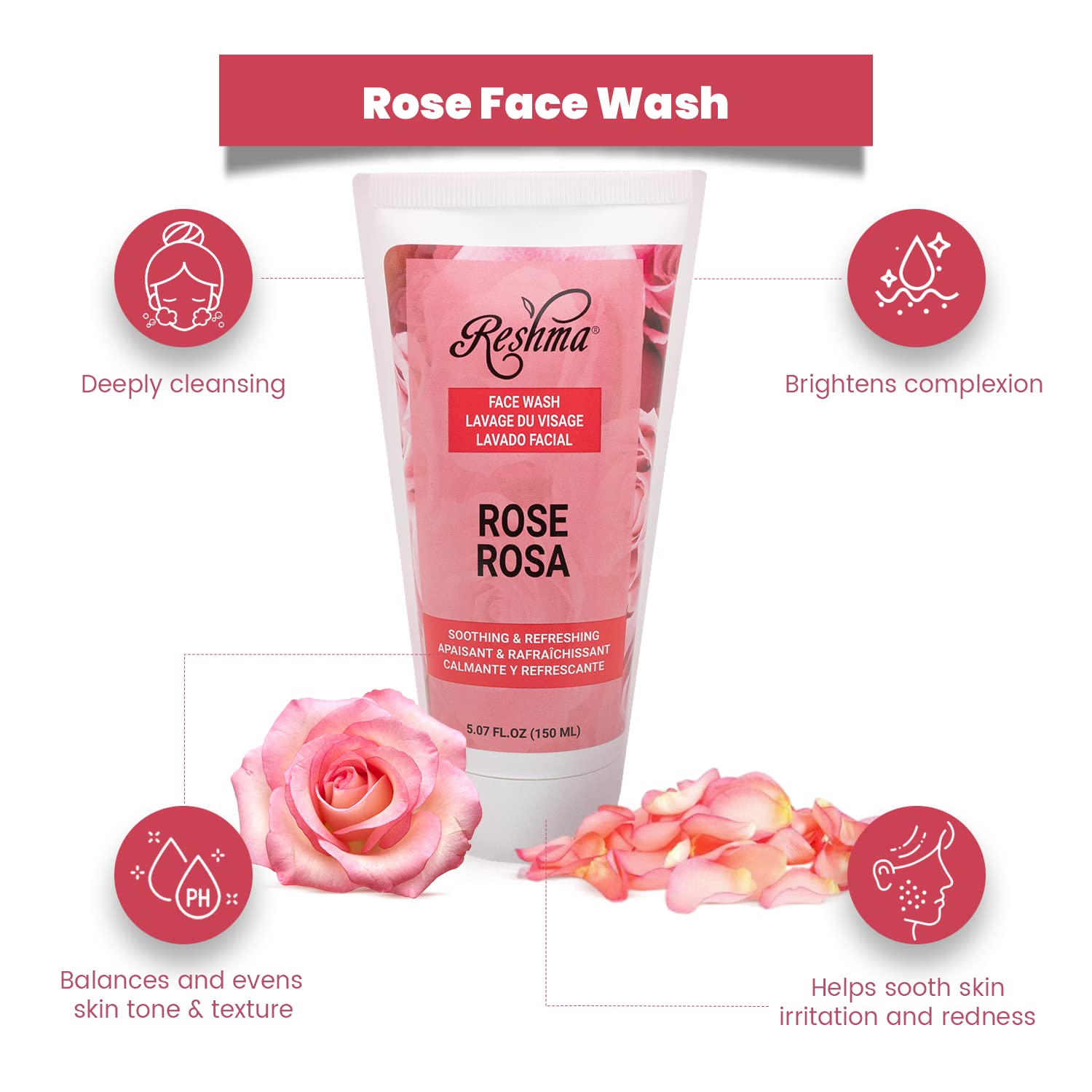 Reshma Beauty Rose Face Wash Cleanser For All Skin Types & Dull Skin Glowing Skin And Deep Cleanser For Reviving, Noursihing & R