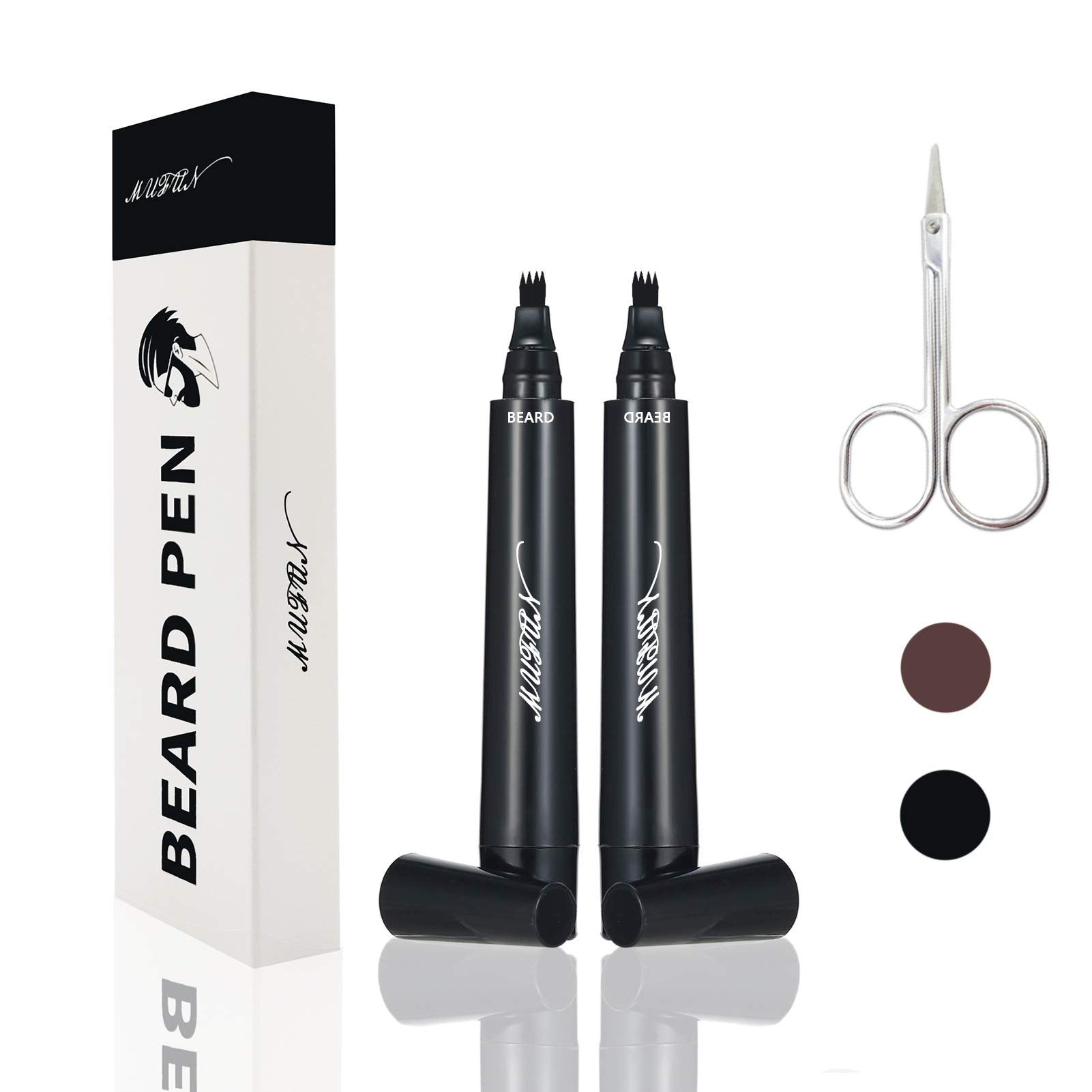 2Pcs Beard Pencil Filler For Men - Sweat Proof, Water Resistance, Long Lasting & Natural Finish Barber Pencil, Enhance Facial Ha