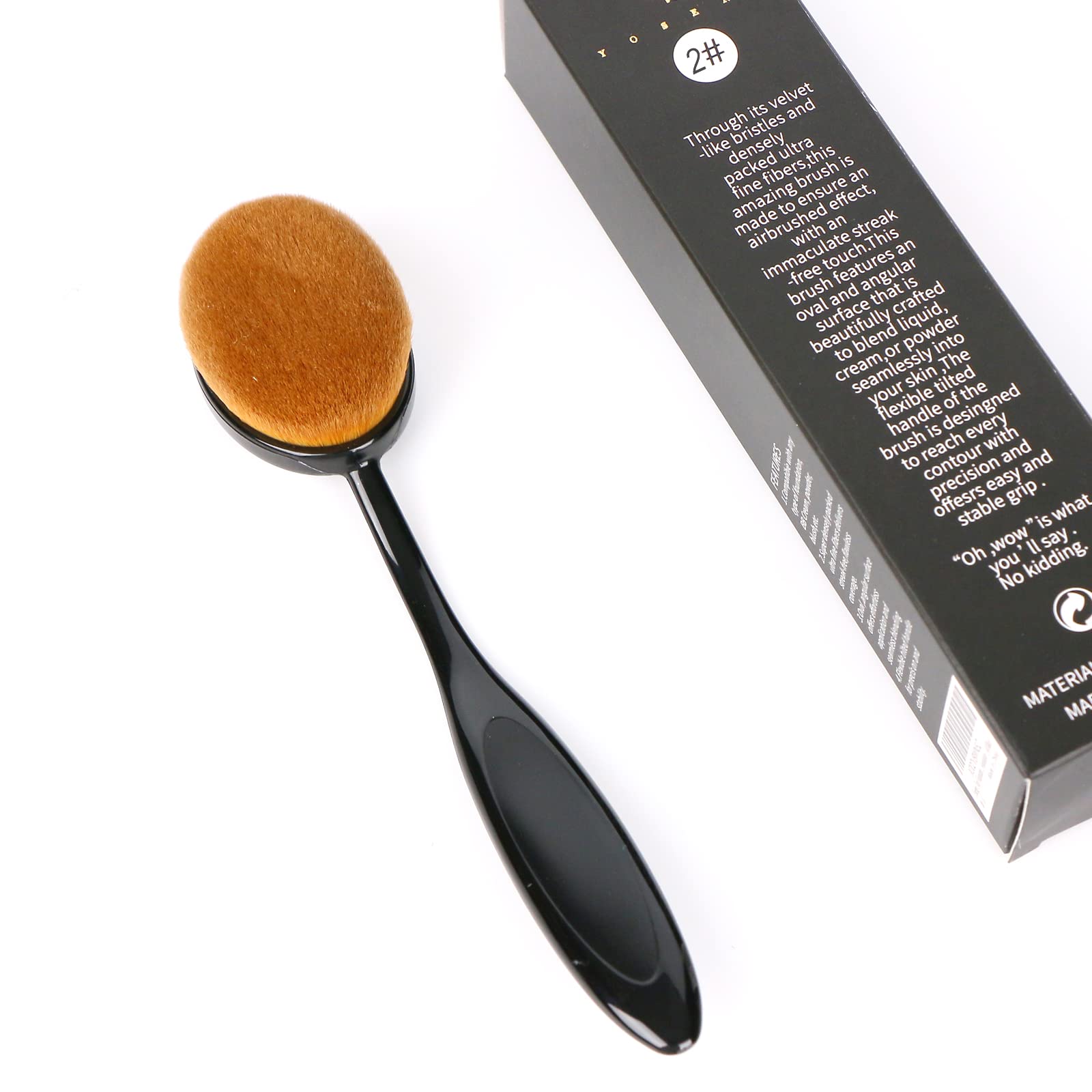 Yoseng Foundation Brush For Liquid Makeup,Oval Black Medium Toothbrush Makeup Brushes Fast Flawless Application Liquid Cream Pow