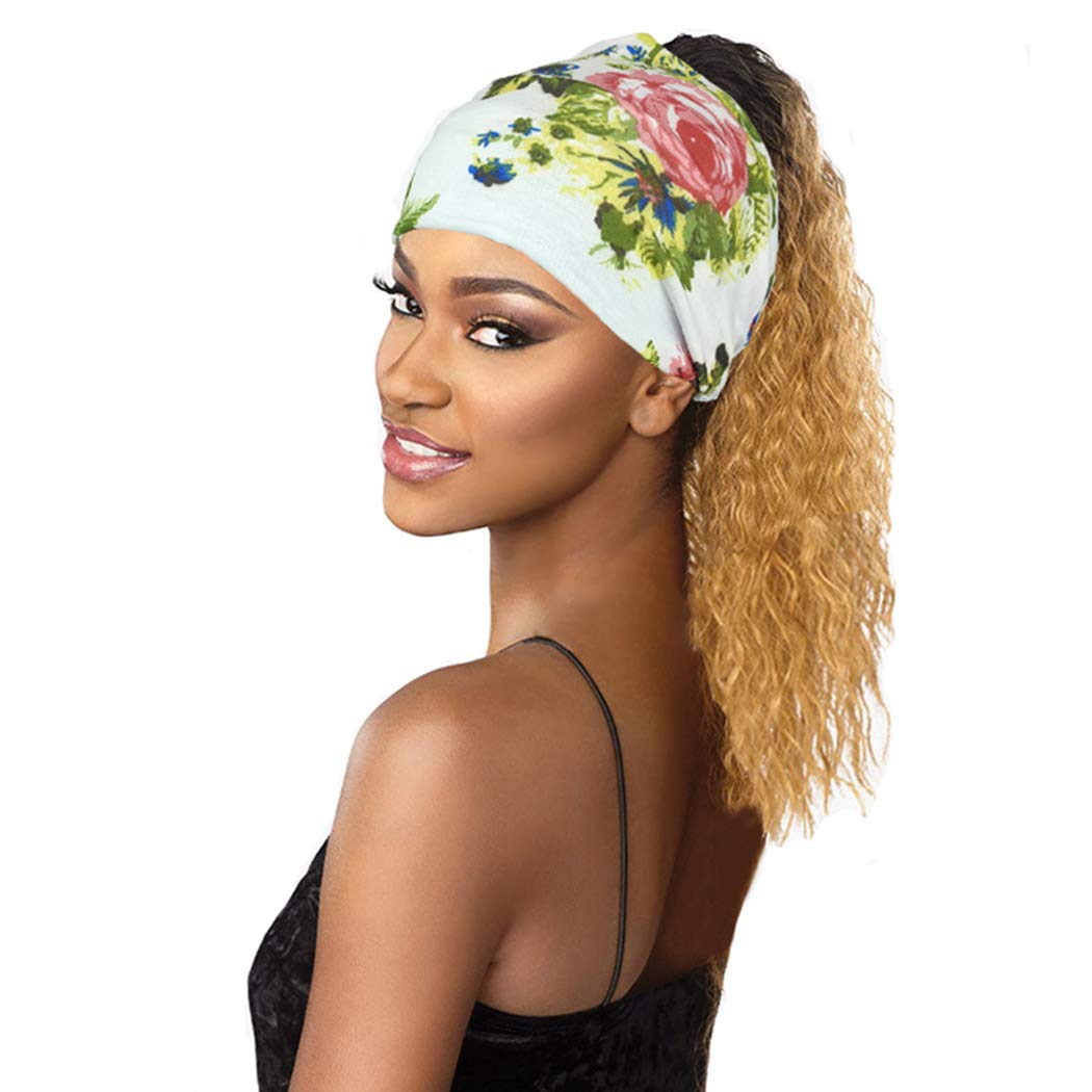 Efdagsad Boho Headband Women Wide Hair Band Boho Elastic Sports Headwear Yoga Hair Band Workout Headwrap