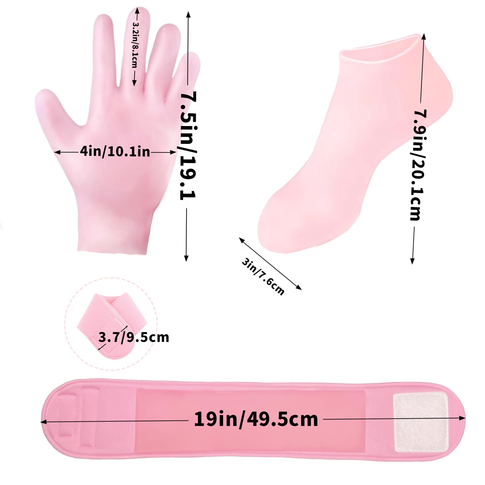 Zxfuture 3 Piece Moisturizing Glove Socks Neck Strap Set, Silicone Neck Mask For Reducing Necklines, Silicone Gel Spa Socks For