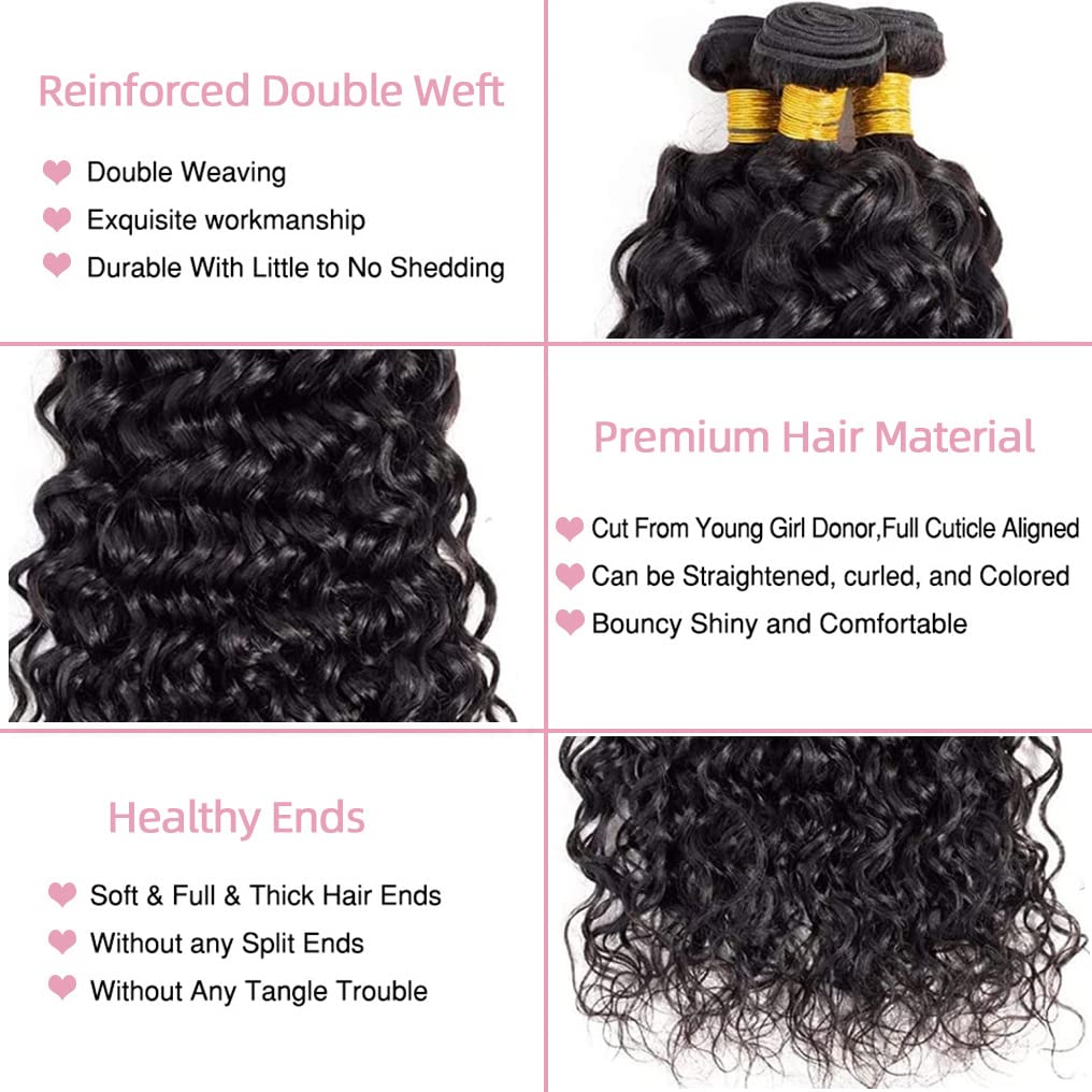 Human Hair Bundles With Closure (12 14 16+10