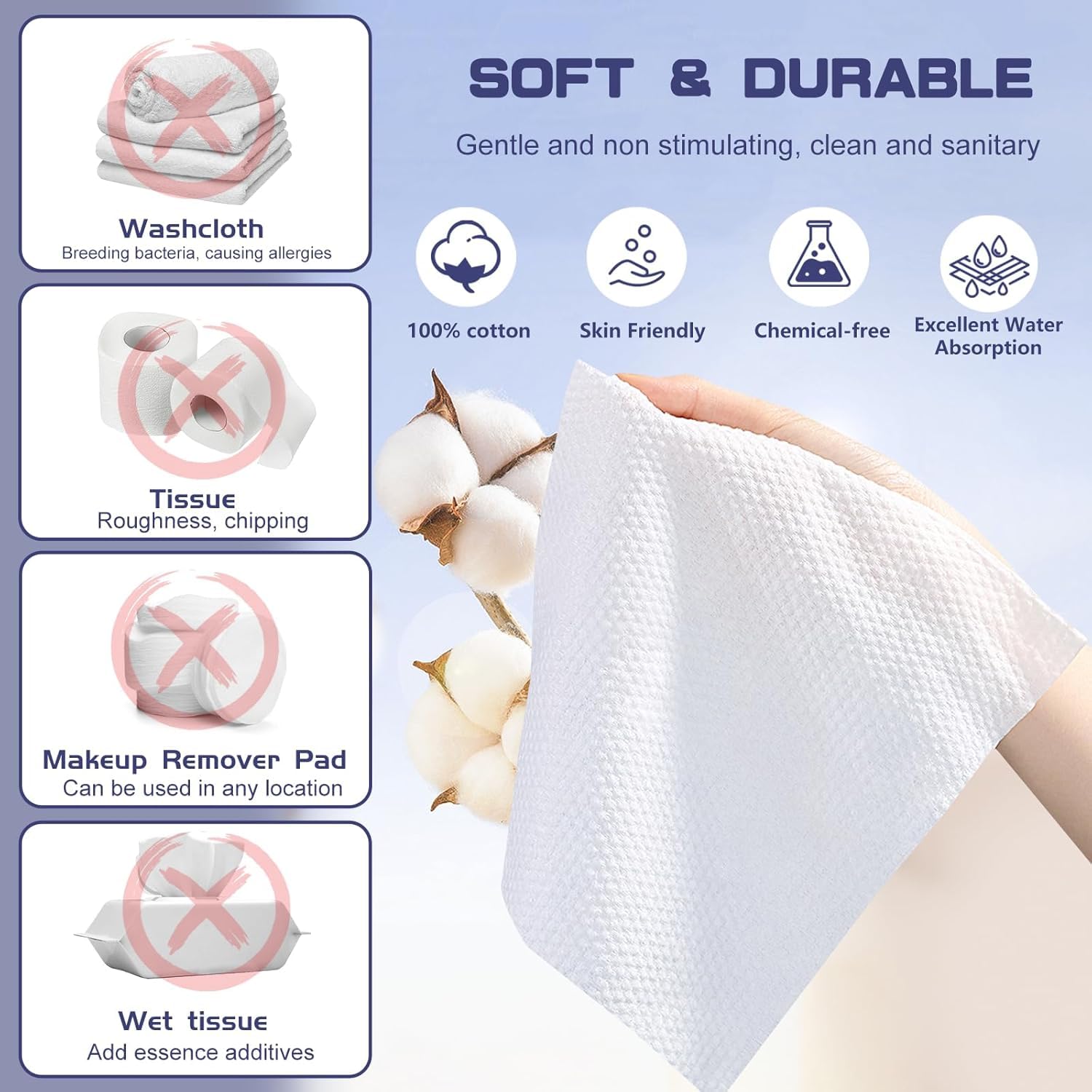 Disposable Face Towel, 600 Count Face Towels, For Washing Soft Cotton Dry Wipes Facial Cloths Towelettes For Washing And Drying,