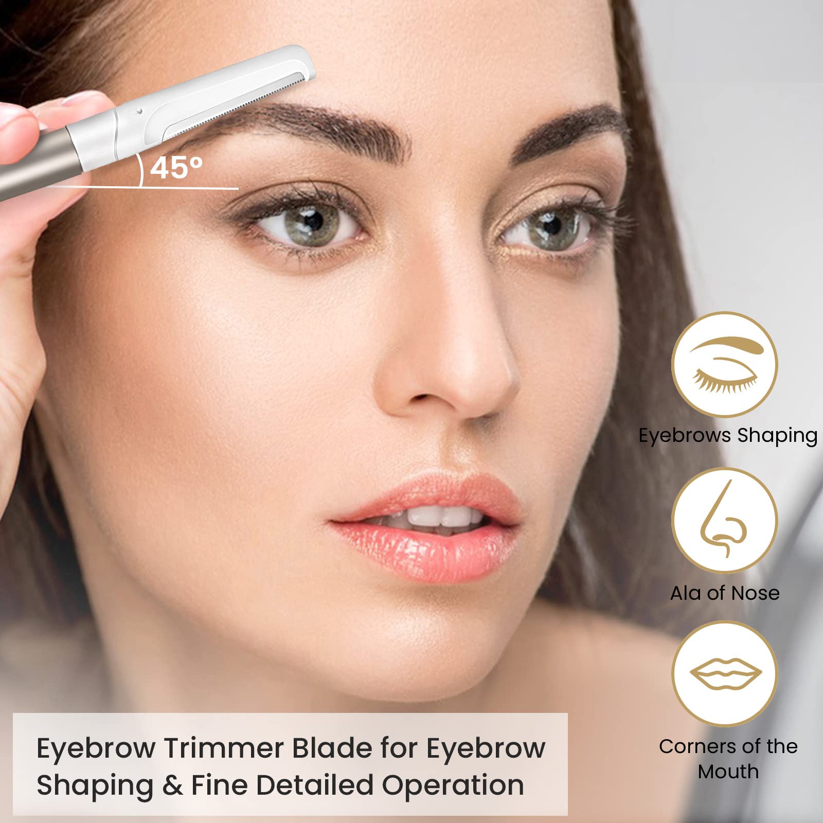 Dermaplaning Tool For Face Exfoliation, With 20 Replaceable Blades, Facial Shaver/Eyebrow Razor, Peach Fuzz Removal Eyebrow Shap