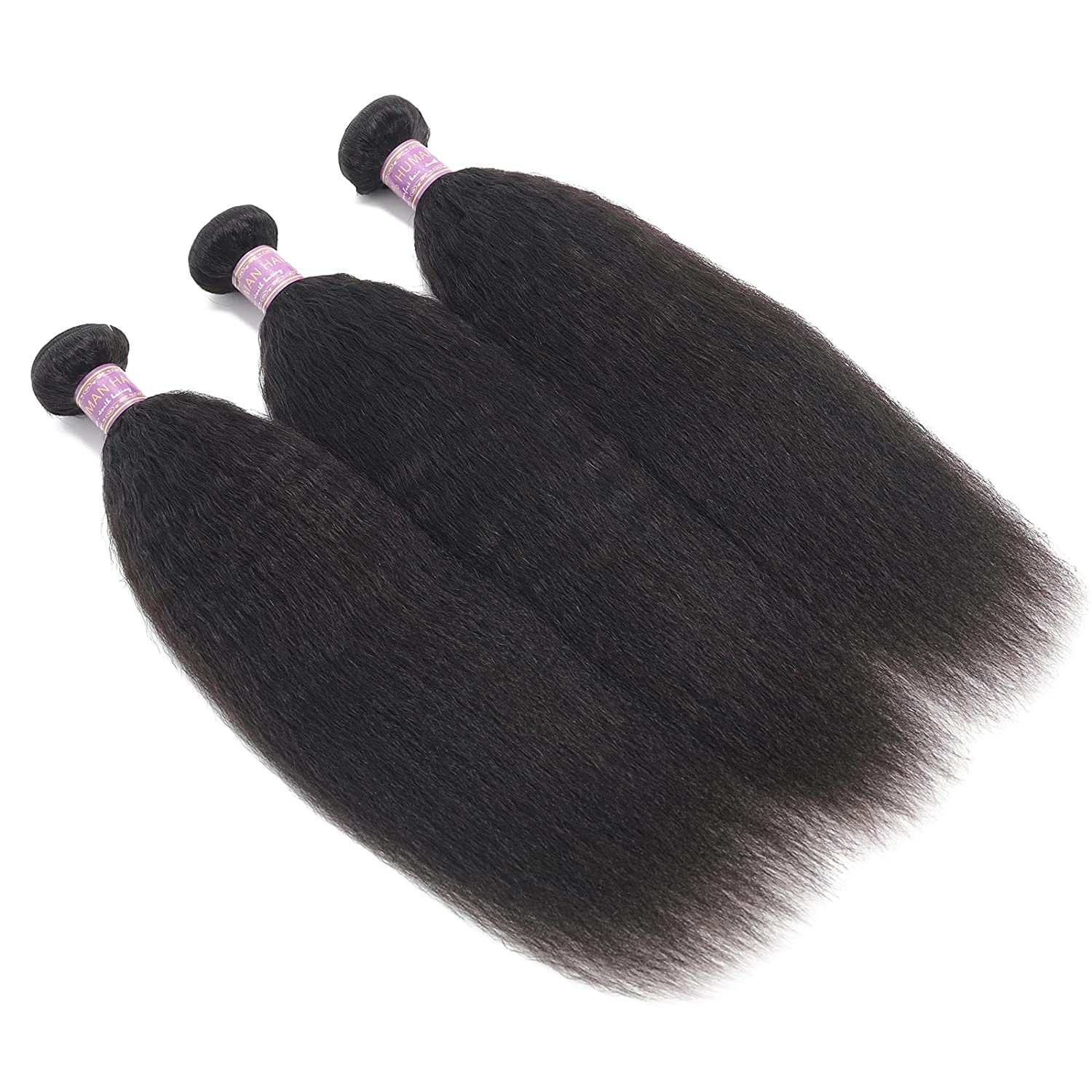 Kinky Straight Human Hair 1Bundles 20Inch Yaki Straight Human Hair Extensions 100% Unprocessed Brazilian Virgin Kinky Straight H