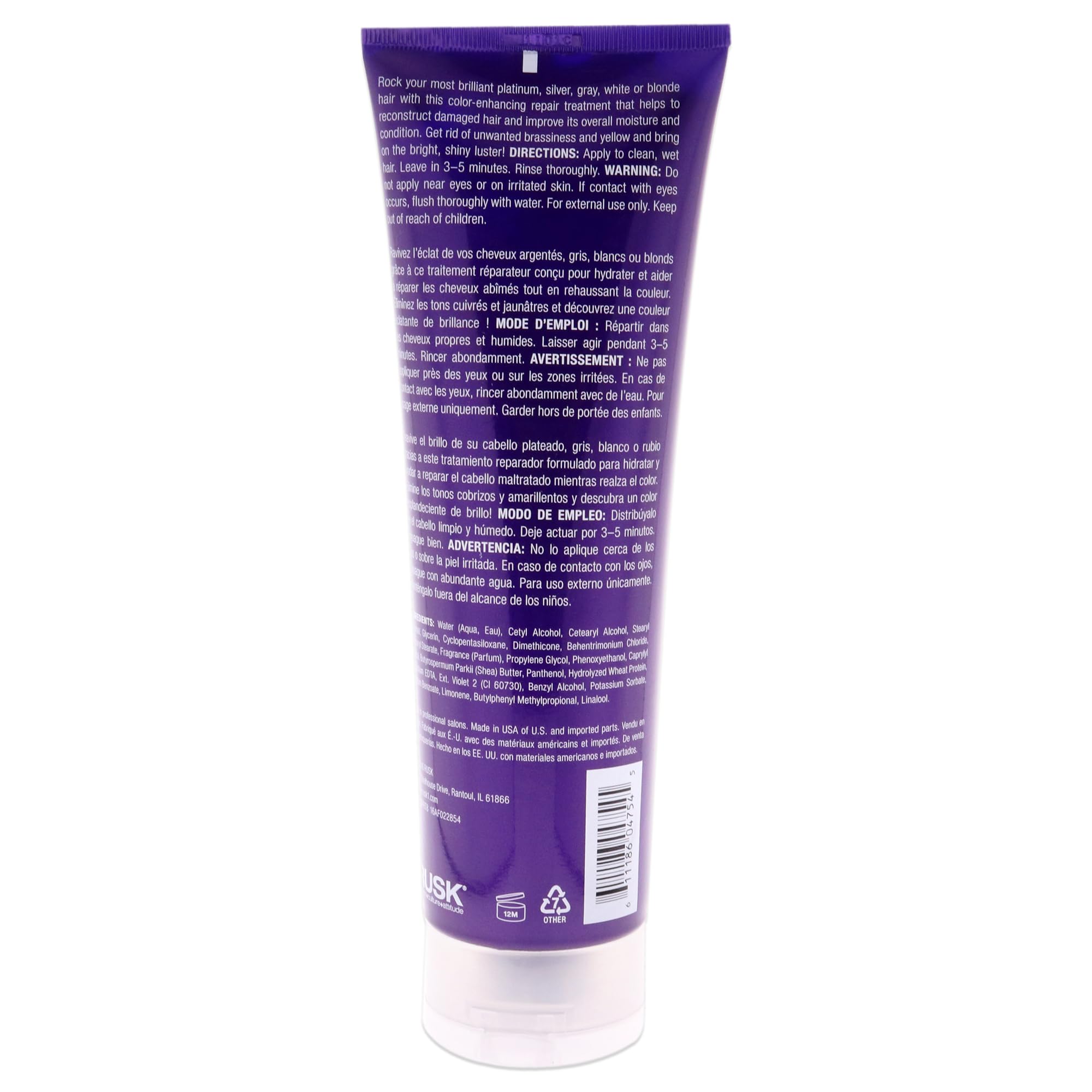 Rusk Deepshine Platinumx Repair Treatment, 8.5 Oz, Repairs Chemically Treated Or Damaged Hair, Adds Shine, And Moisture, Platinu