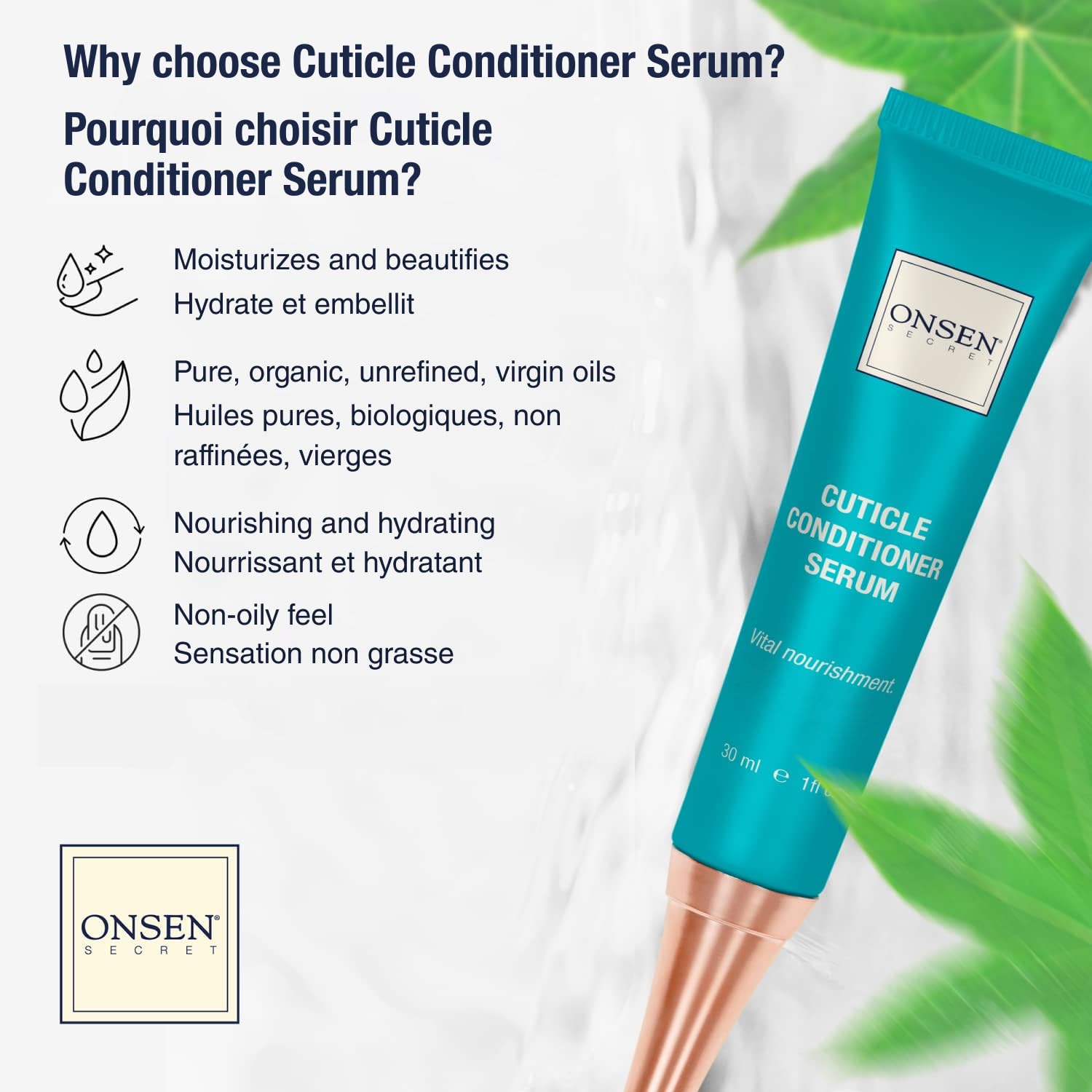 Onsen Cuticle Cream w/Nail Cuticle Oil | Cuticle Softener with Japanese Natural Healing Minerals | Nail Care Serum to Soothe, Re