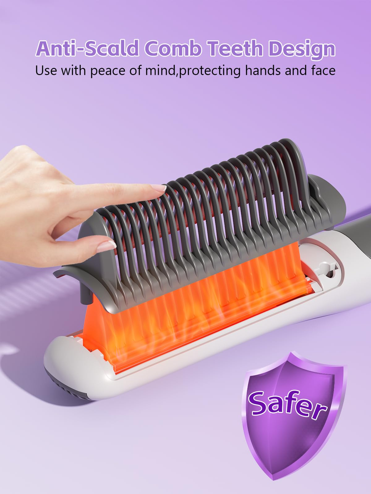 Hair Straighteners For Women,Hair Straightener Brush,Anti-Scald Ceramic Straightening Comb 30S Fast Heating,Automatic Shutdown I