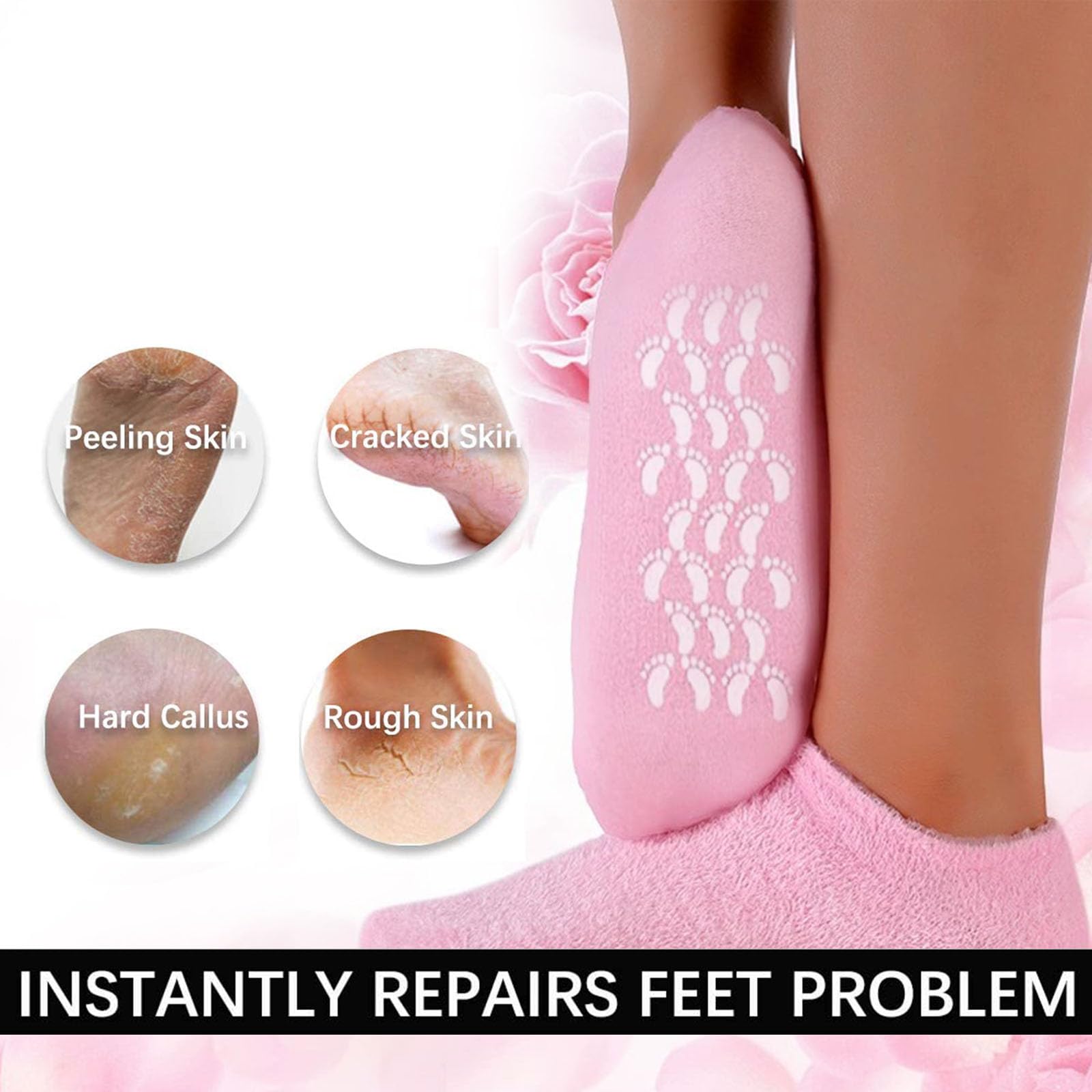 Zfyoung Moisturizing Socks, 2 Pairs Moisturizing Gel Socks,Soft Feet Moisturizer Spa & Pedicure Socks For Dry Cracked Heels, Cal