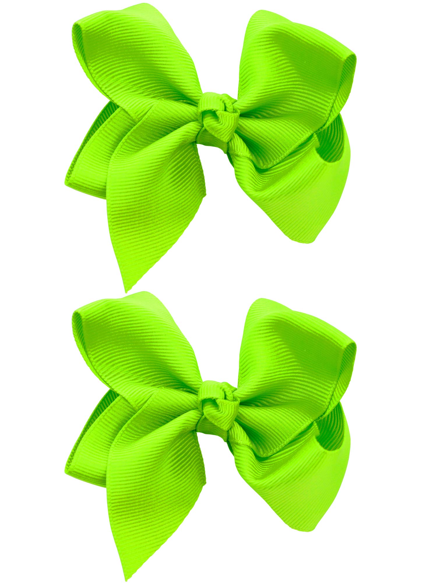 NYFASHION101 Toddlers' Girls' Smooth Grosgrain Ribbon Bow Alligator Clip, Neon Green