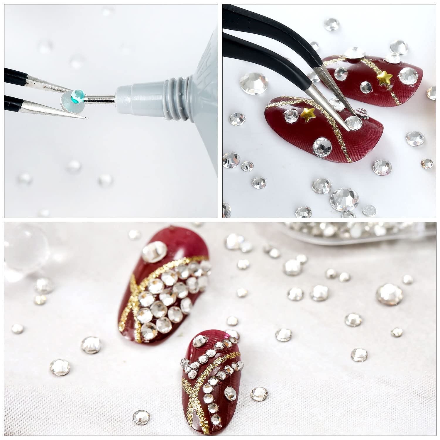 4240Pcs Flatback Red Rhinestones Glass Crystal Diamonds For Nail Art Eye Jewels Glitter Round With Tweezers And Picking Pen (Ss6