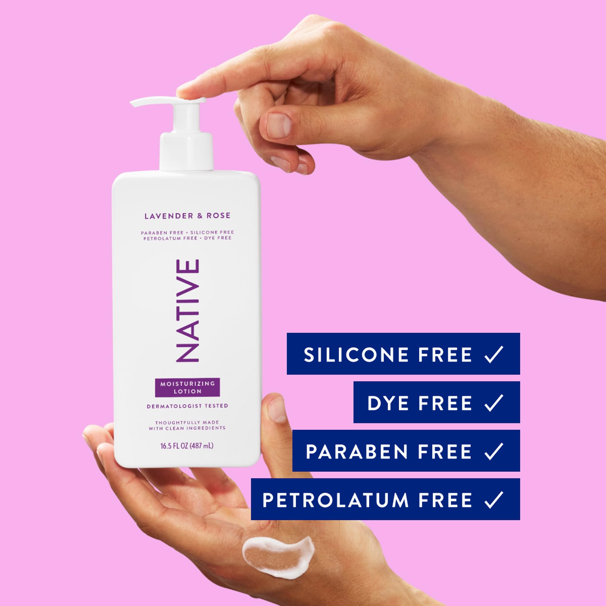 Native Body Lotion Contains Naturally Derived Plant-Based Moisturizers For Women And Men | Restores Dry Skin, Lavender & Rose, 1