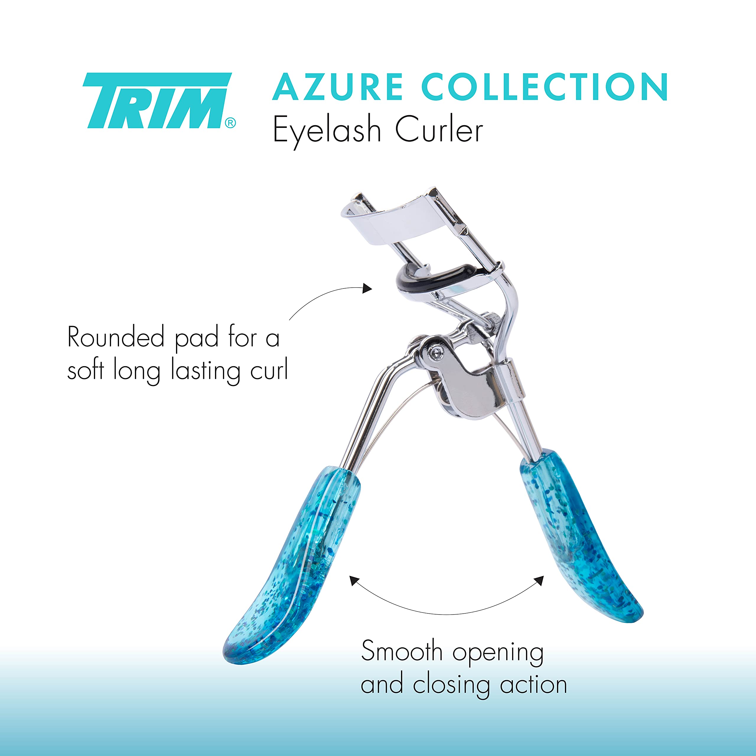Trim Azure Collection Eyelash Curler - Curls Quickly And Easily For Longer-Looking Lashes - Smooth Opening And Closing Action -