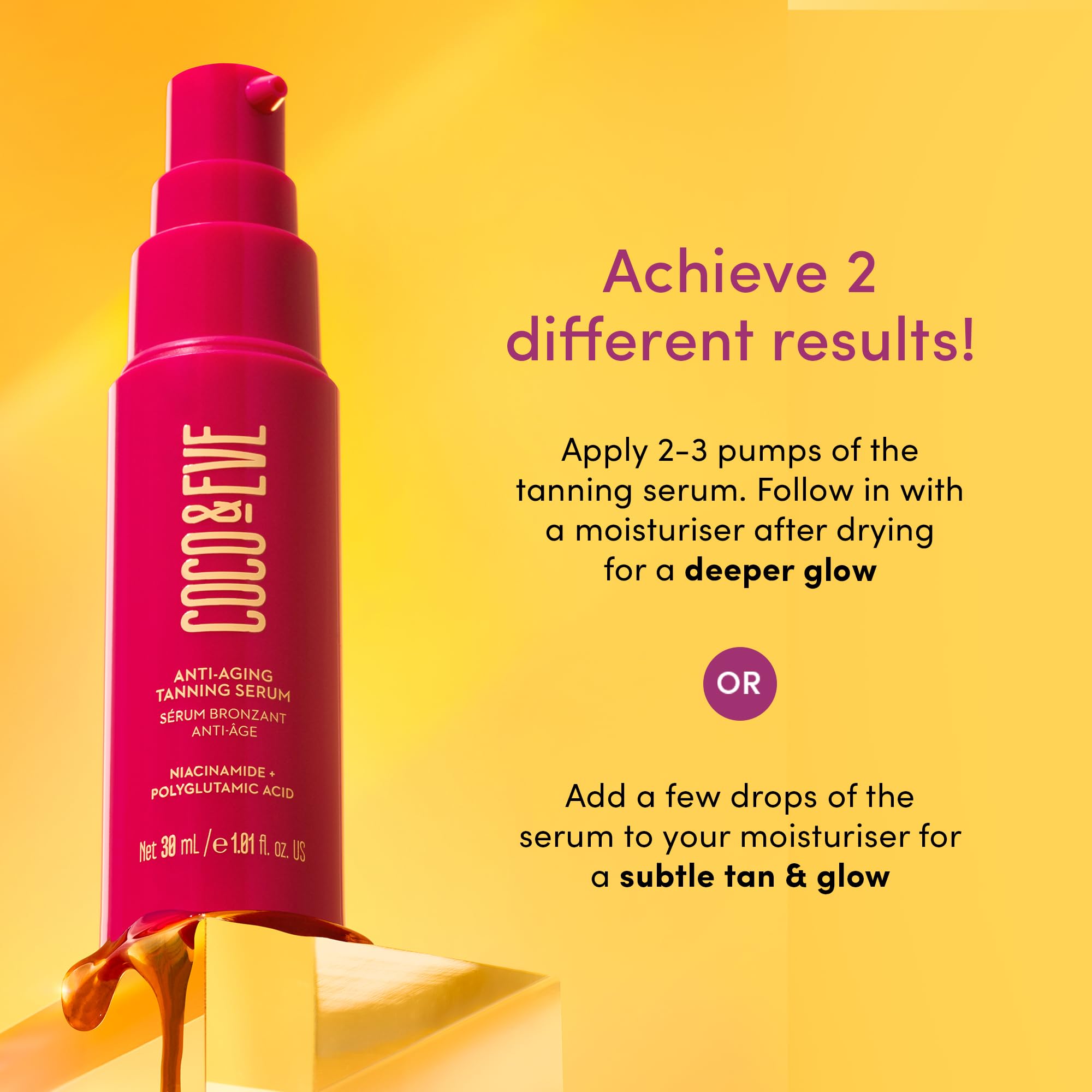 Coco & Eve Anti-Aging Tanning Serum - Face Tanner With Skincare Actives For Gradual, Hydrating Glow. Natural Self Tanning Bronze