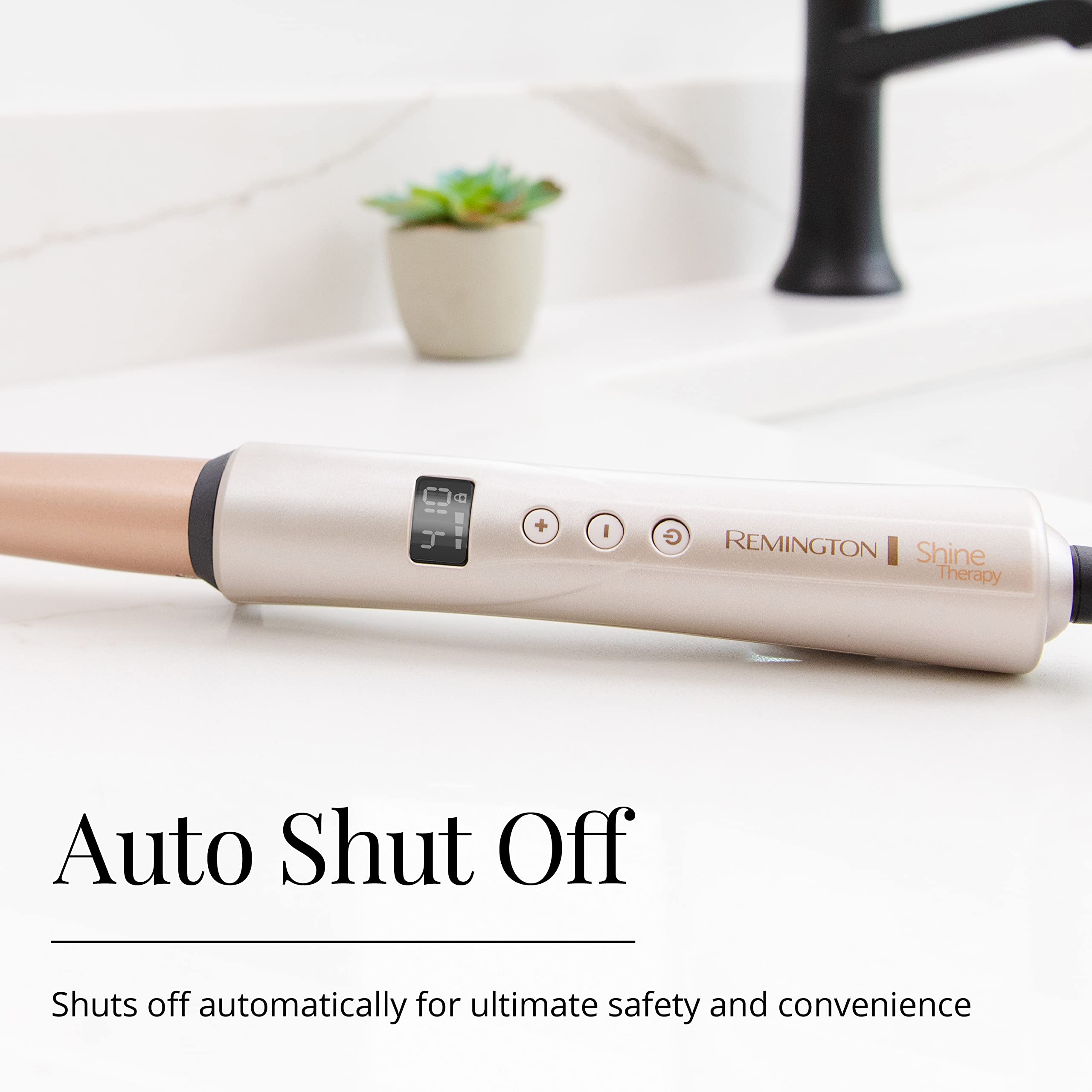 Remington Shine Therapy Argan Oil & Keratin Infused -1 Inch Tapered Curling Wand For Natural Curls, Includes Heat Glove
