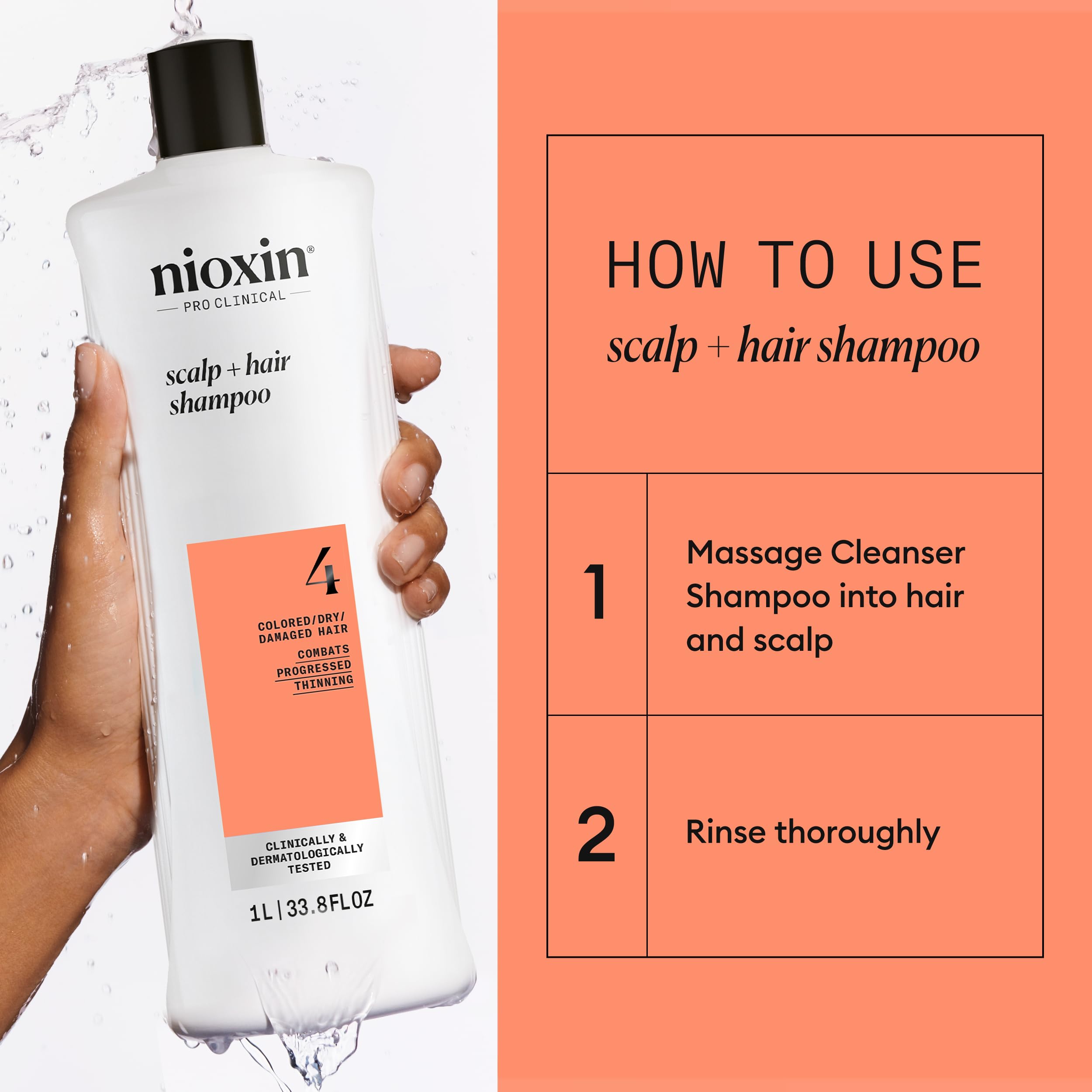 Nioxin System 4 Shampoo & Conditioner Prepack, For Color Treated Hair With Progressed Thinning, Pumps Included, 33.8 Fl Oz (Pack