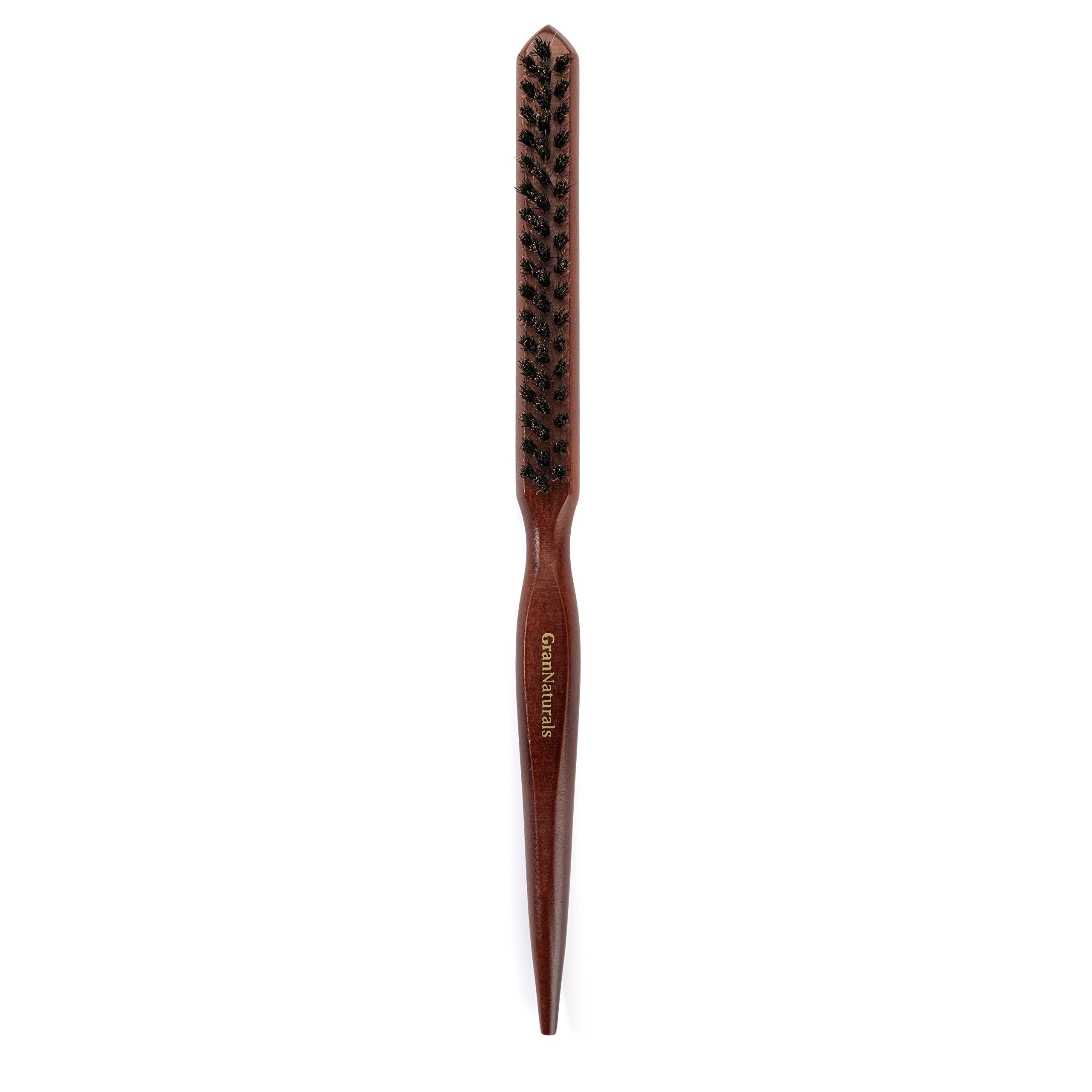 Grannaturals Teasing Boar Bristle Hair Brush For Women - Teasing Comb With Rat Tail Pick For Hair Sectioning Used For Edge Contr