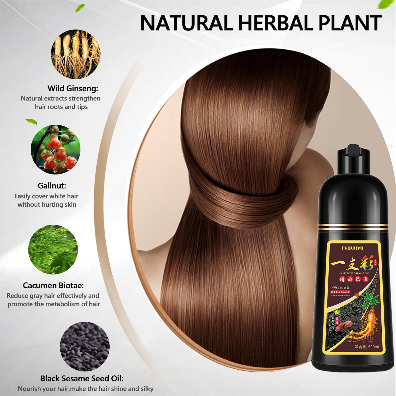 Instant Blonde Brown Hair Dye Shampoo 500Ml For Men & Women, 3 In 1 Golden Color 100% Gray Coverage, Natural Dye In Minutes 17.6