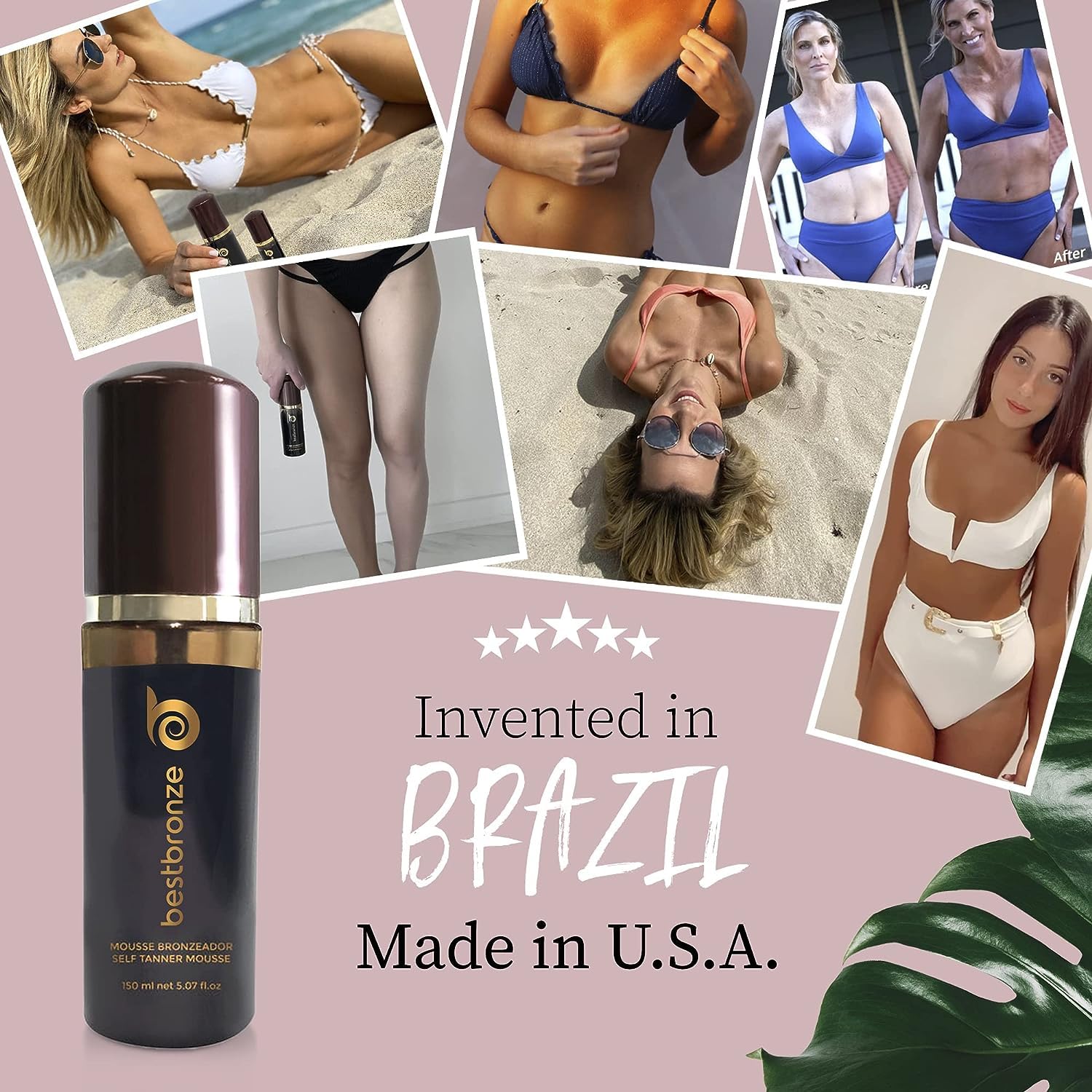 Best Bronze Self Tanner Mousse With Tanning Mitt, 1.7 Fl Oz - Clear Vegan Self Tanning Foam For Light, Medium, Dark Skin Tones -