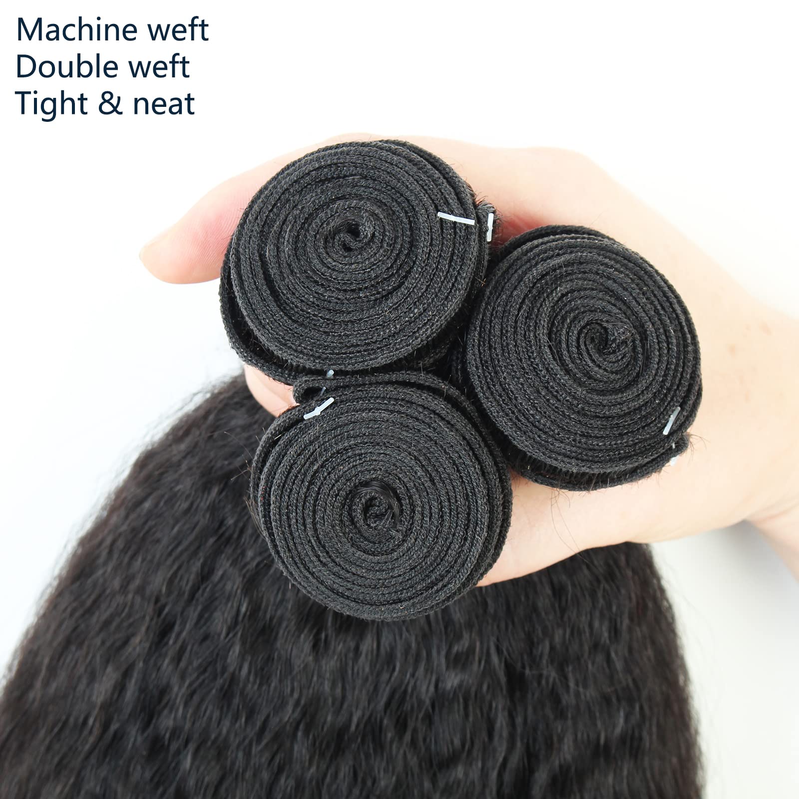 Linyingyh Kinky Straight Bundles Human Hair Italian Yaki Bundles Weave 12 12 12 Inch Real 100% Unprocessed Brazilian Remy Hair B