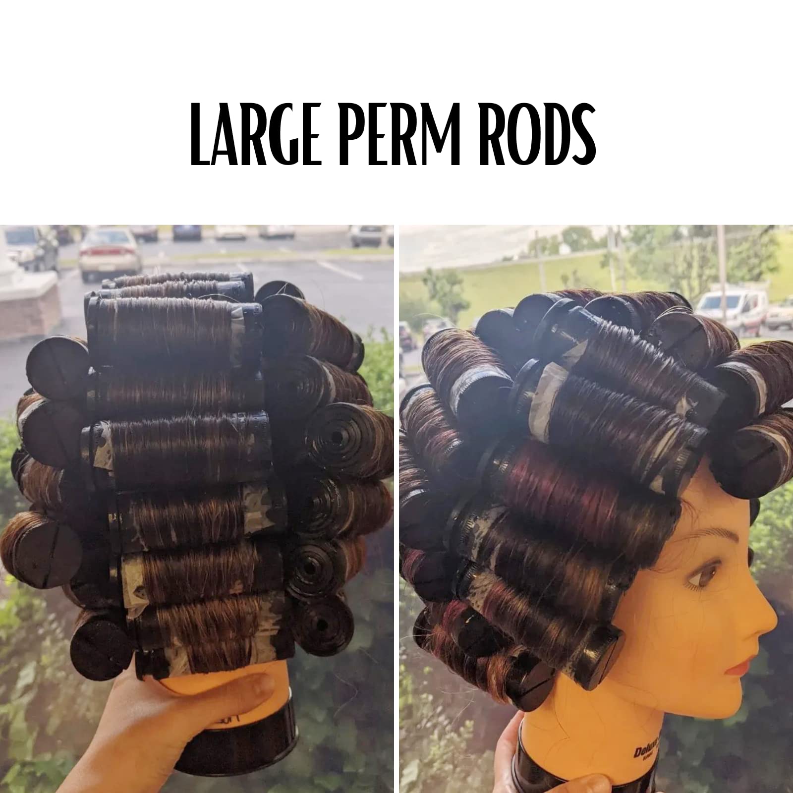 Jumbo Perm Rods,24 Pcs Black Color Perm Rods For Natural Hair Large Cold Wave Rods For Long Short Hair Hair Roller Hair Curlers