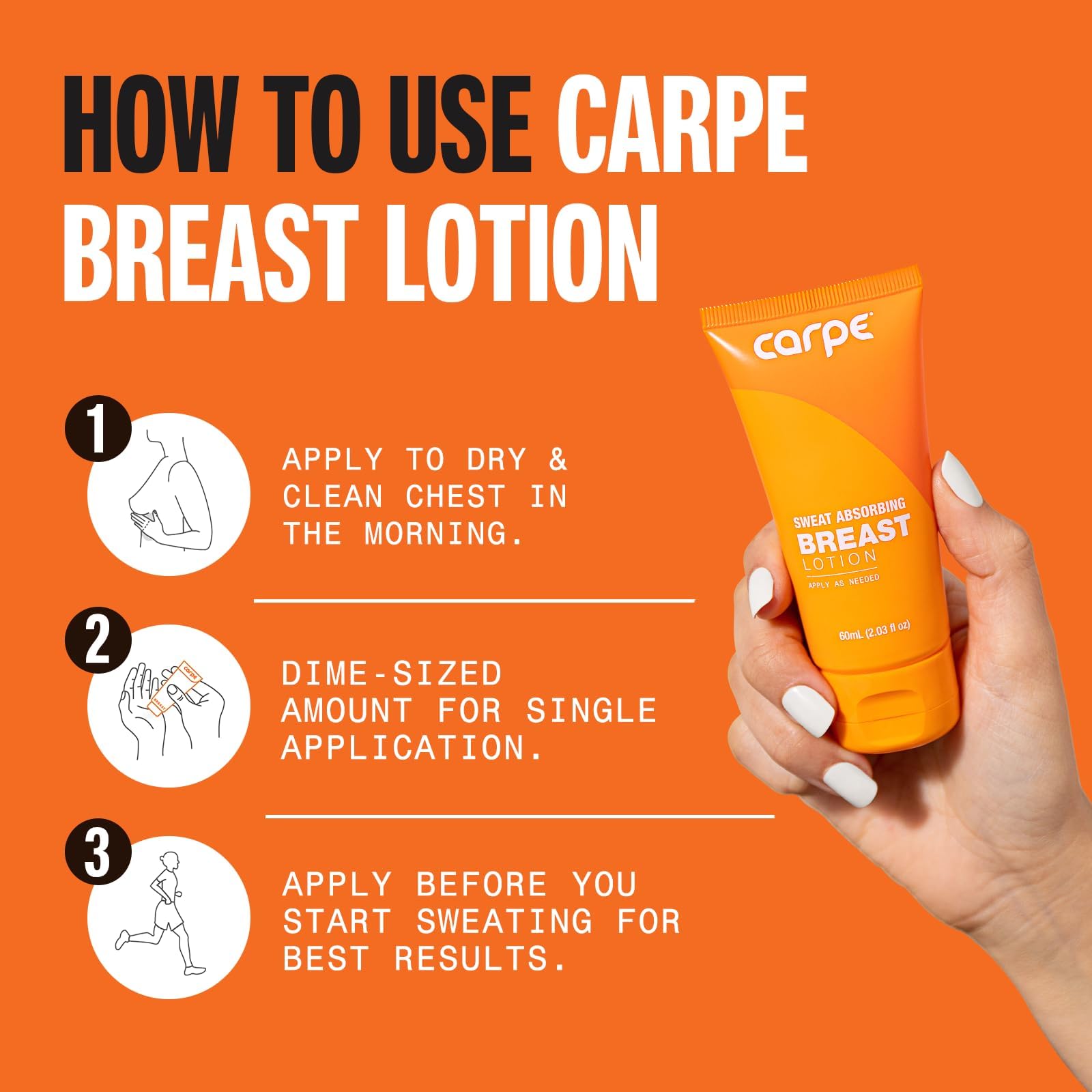 Carpe No-Sweat Breast (Pack Of 2) - Helps Keep Your Breasts And Skin Folds Dry - Sweat Absorbing Lotion - Helps Control Under Br